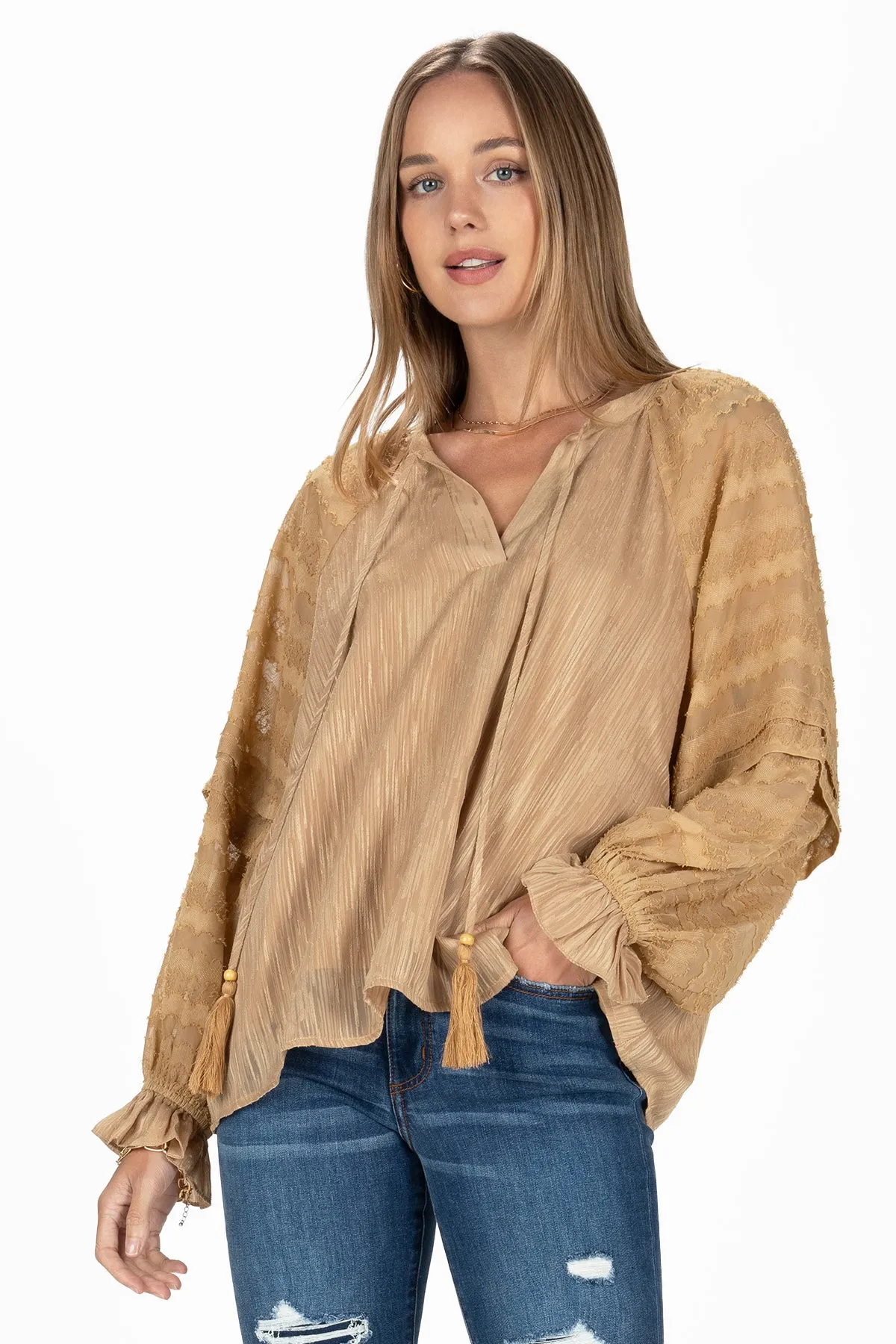 Textured Long Sleeve Blouse sold by Miss Me