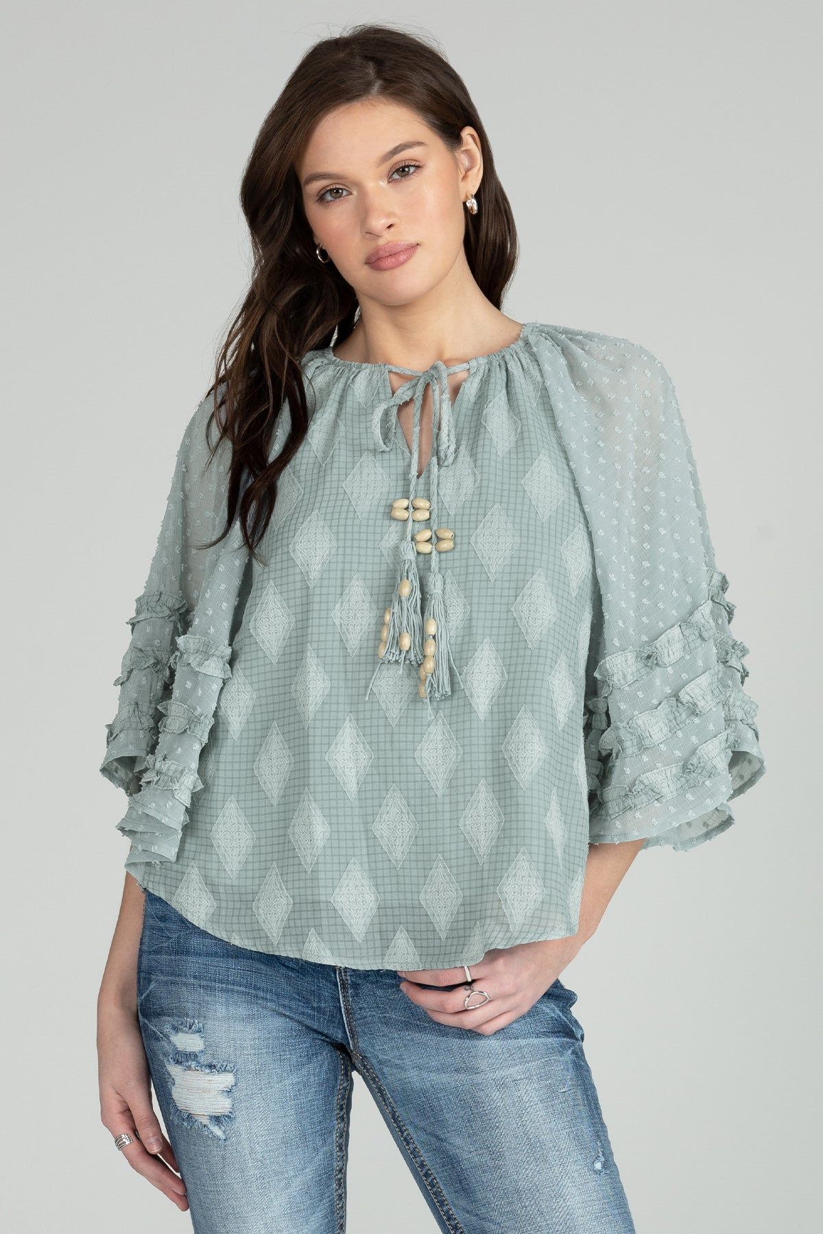 Flowy Pattern Crochet Tied Top sold by Miss Me