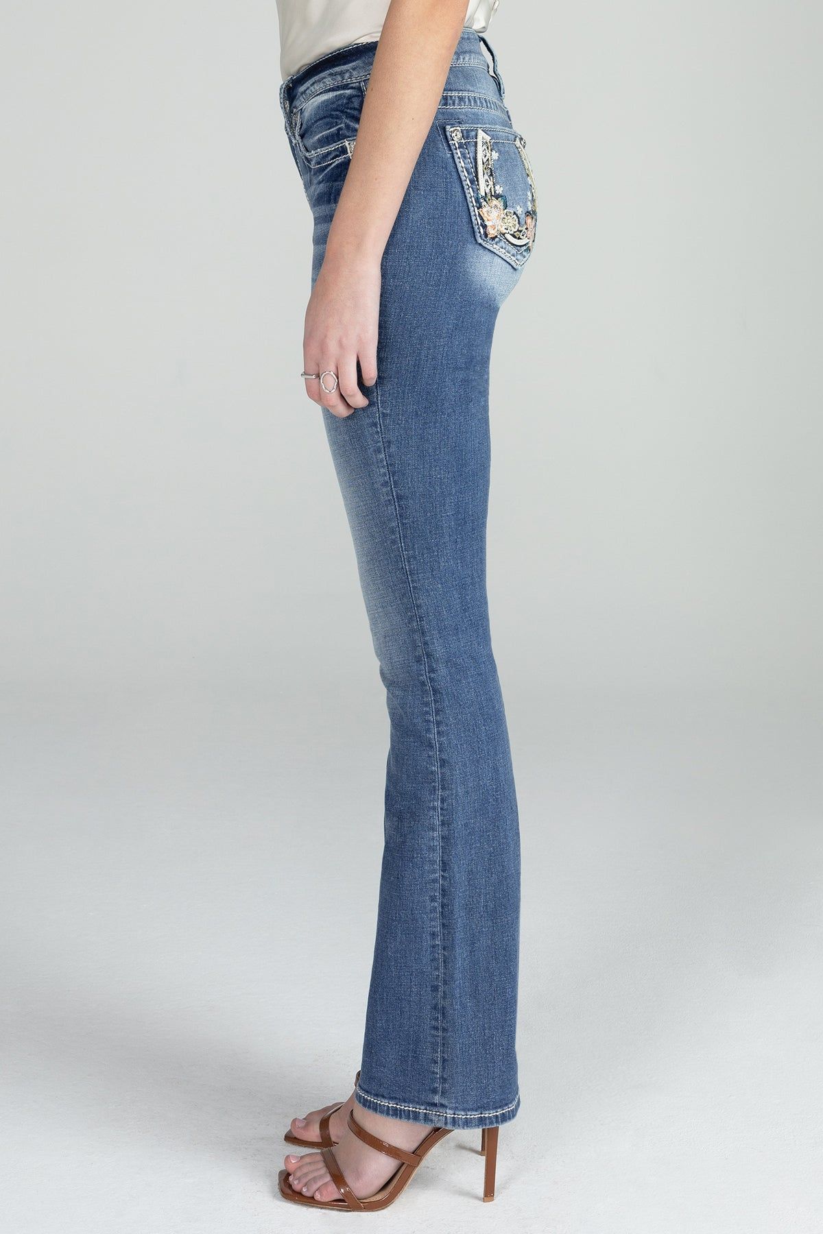 Floral Horseshoe Mid Rise Denim sold by Miss Me product image thumbnail 4