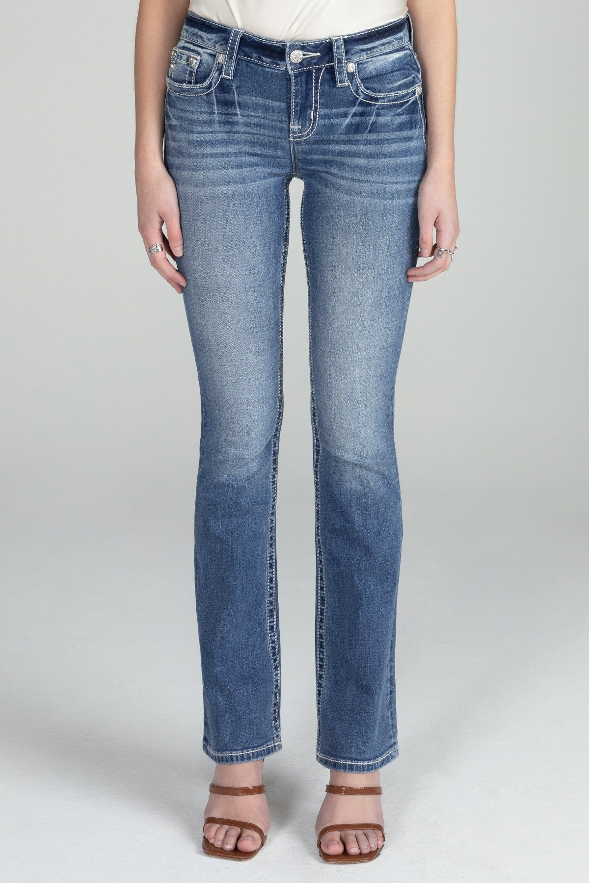 Floral Horseshoe Mid Rise Denim sold by Miss Me product image thumbnail 3