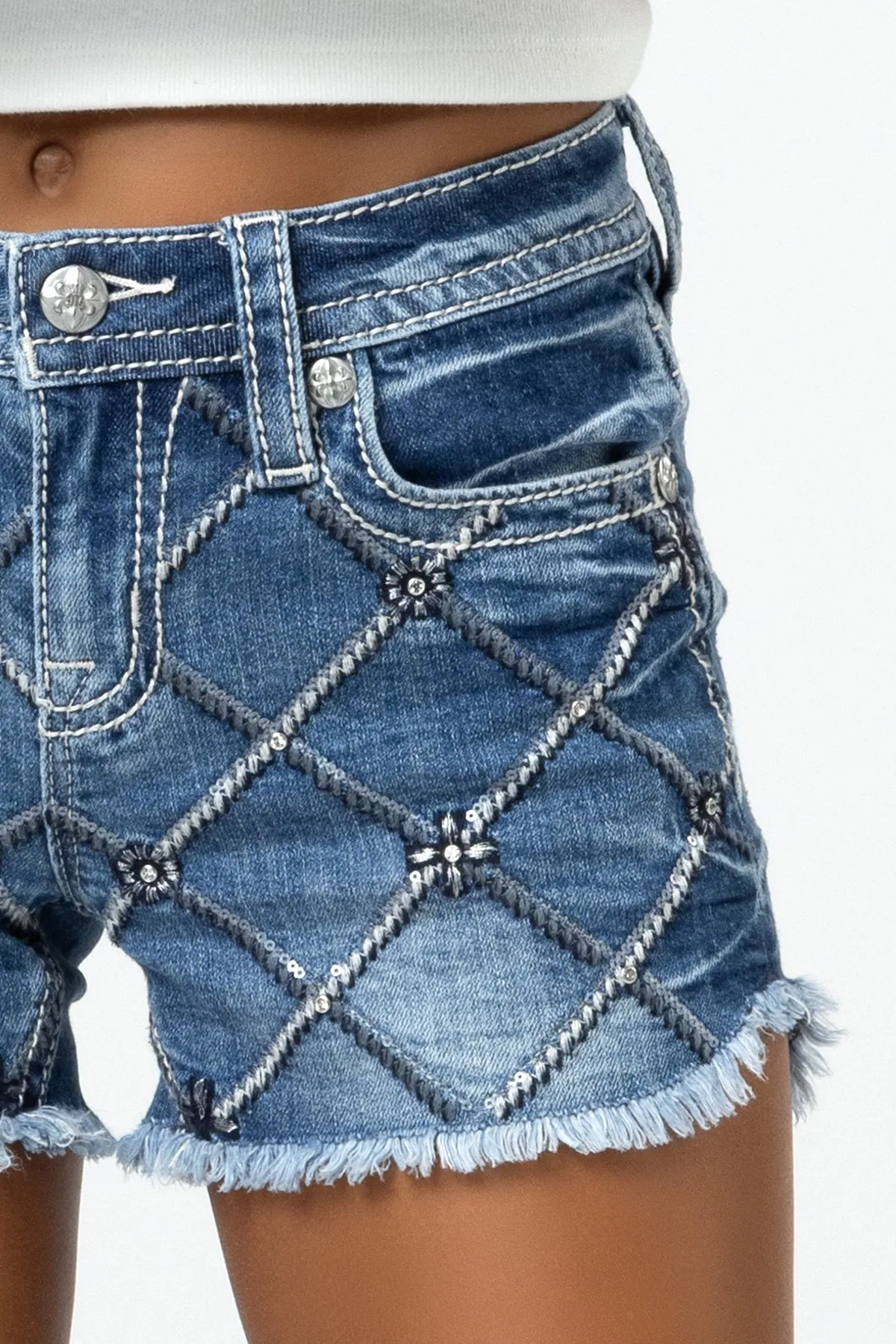 Criss Cross Sequin Shorts sold by Miss Me product image thumbnail 4