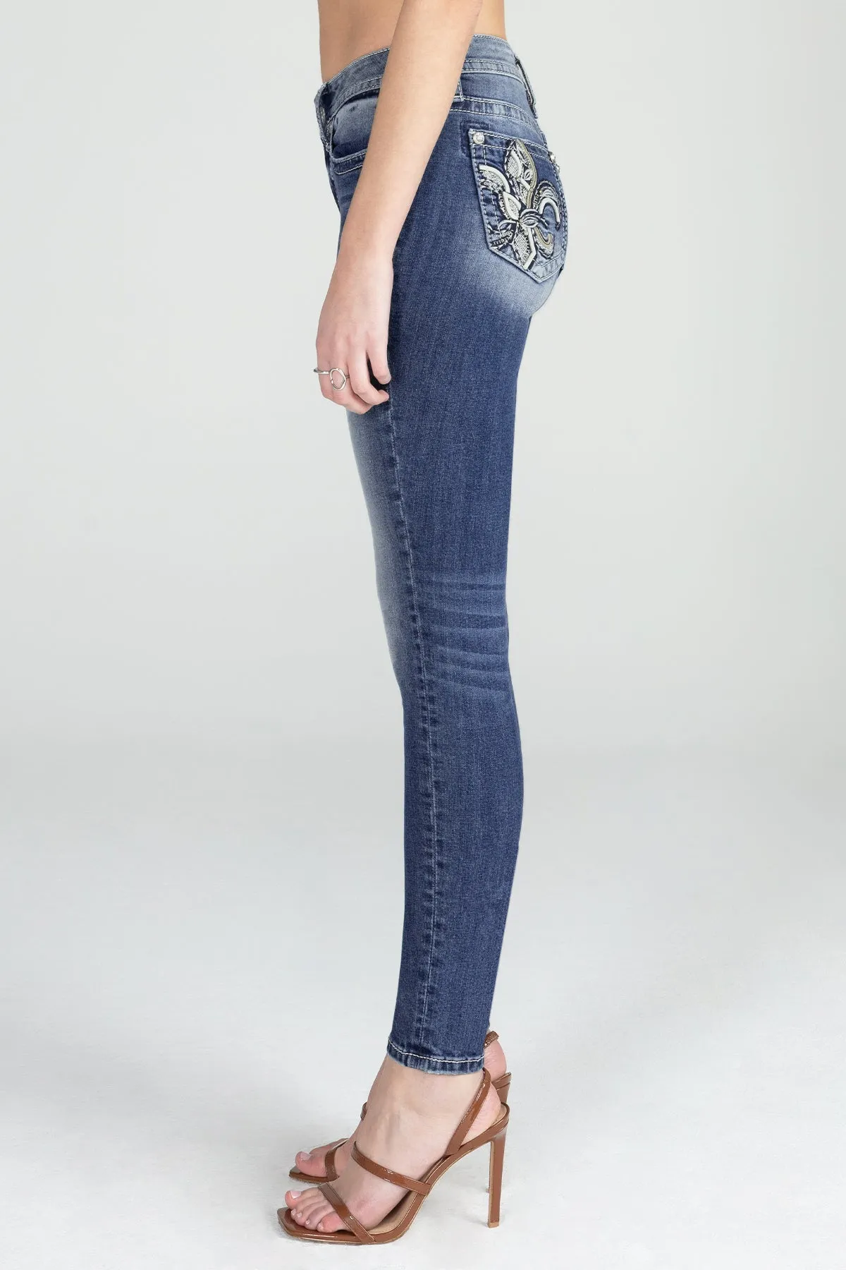 Detailed Fleur De Lis Skinny Denim sold by Miss Me product image thumbnail 3