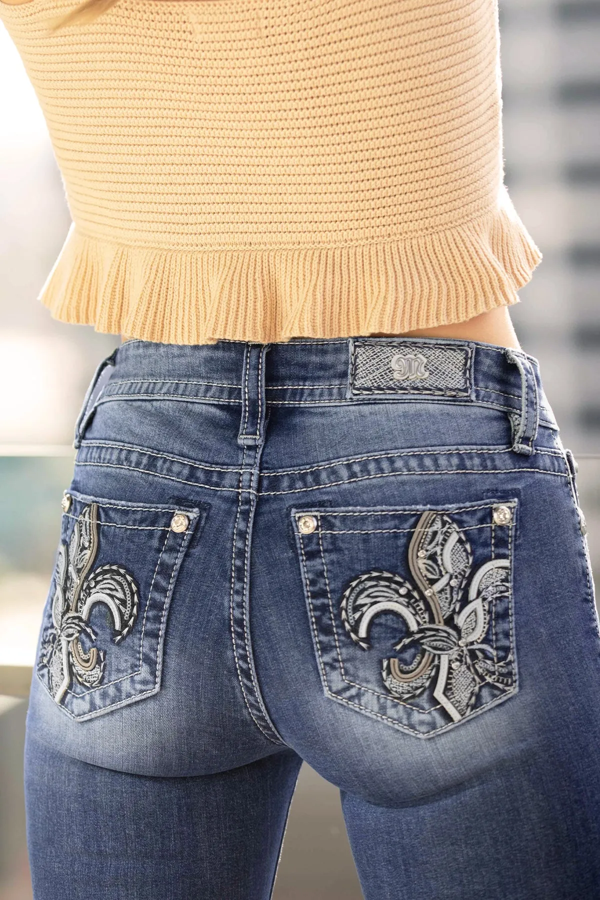 Detailed Fleur De Lis Skinny Denim sold by Miss Me product image thumbnail 4