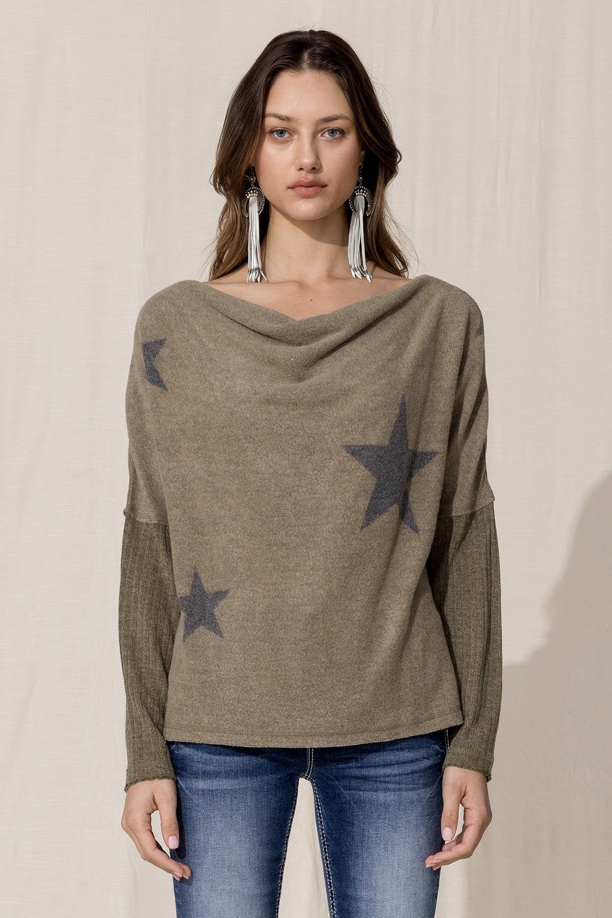 Star Print Sweater sold by Miss Me