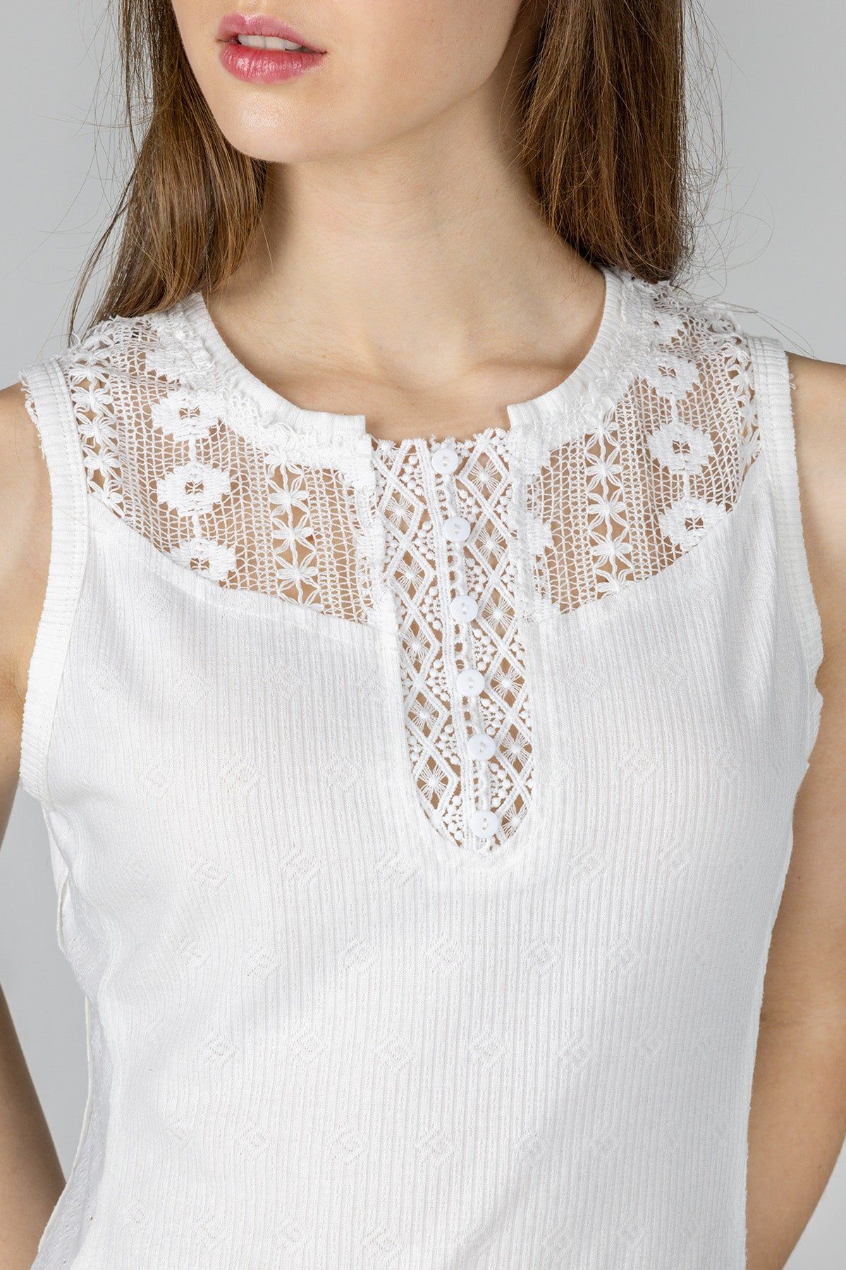 Crochet Button Down Tank sold by Miss Me