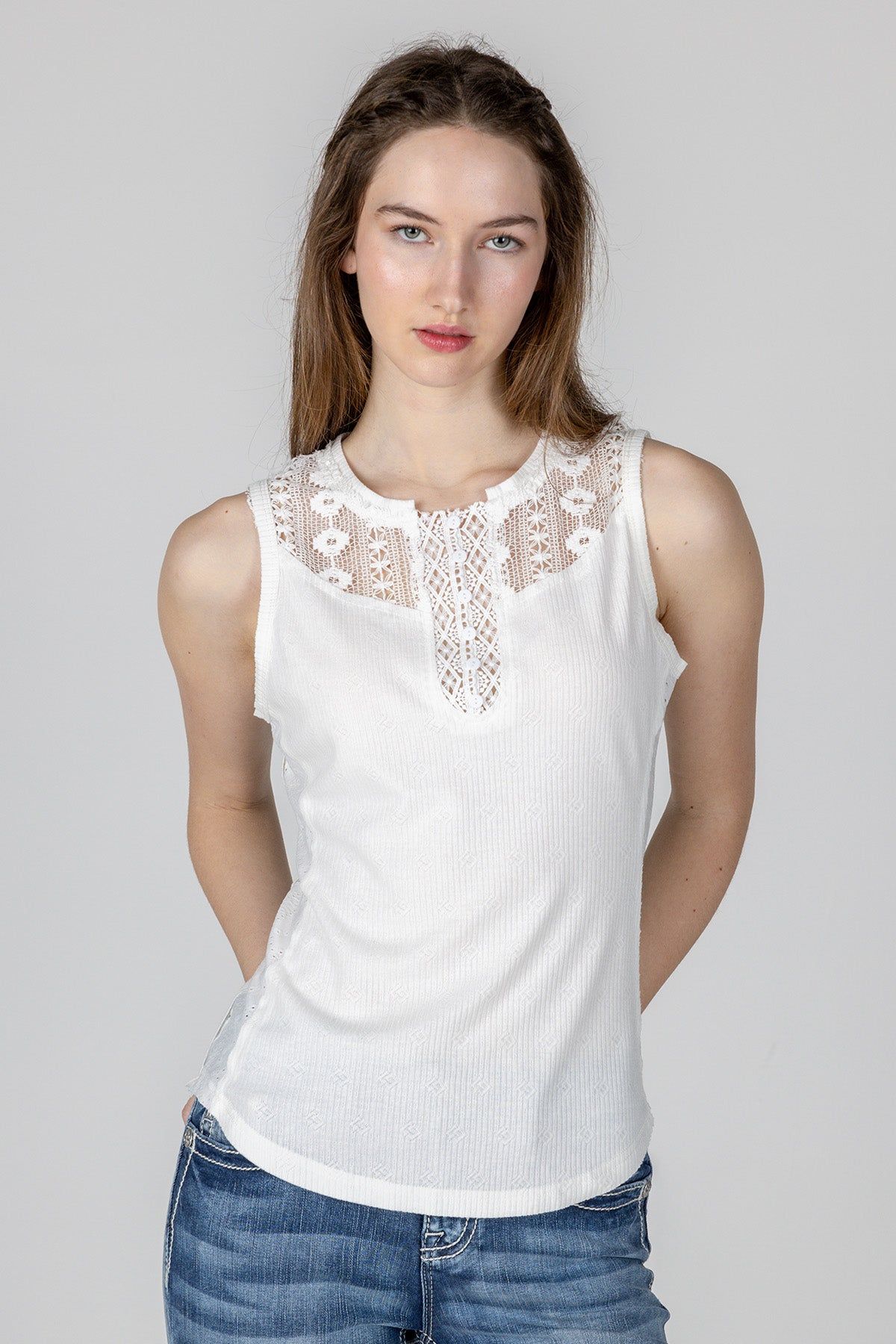 Crochet Button Down Tank sold by Miss Me product image thumbnail 2