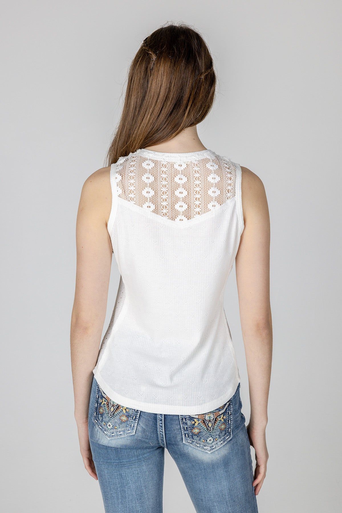 Crochet Button Down Tank sold by Miss Me product image thumbnail 3