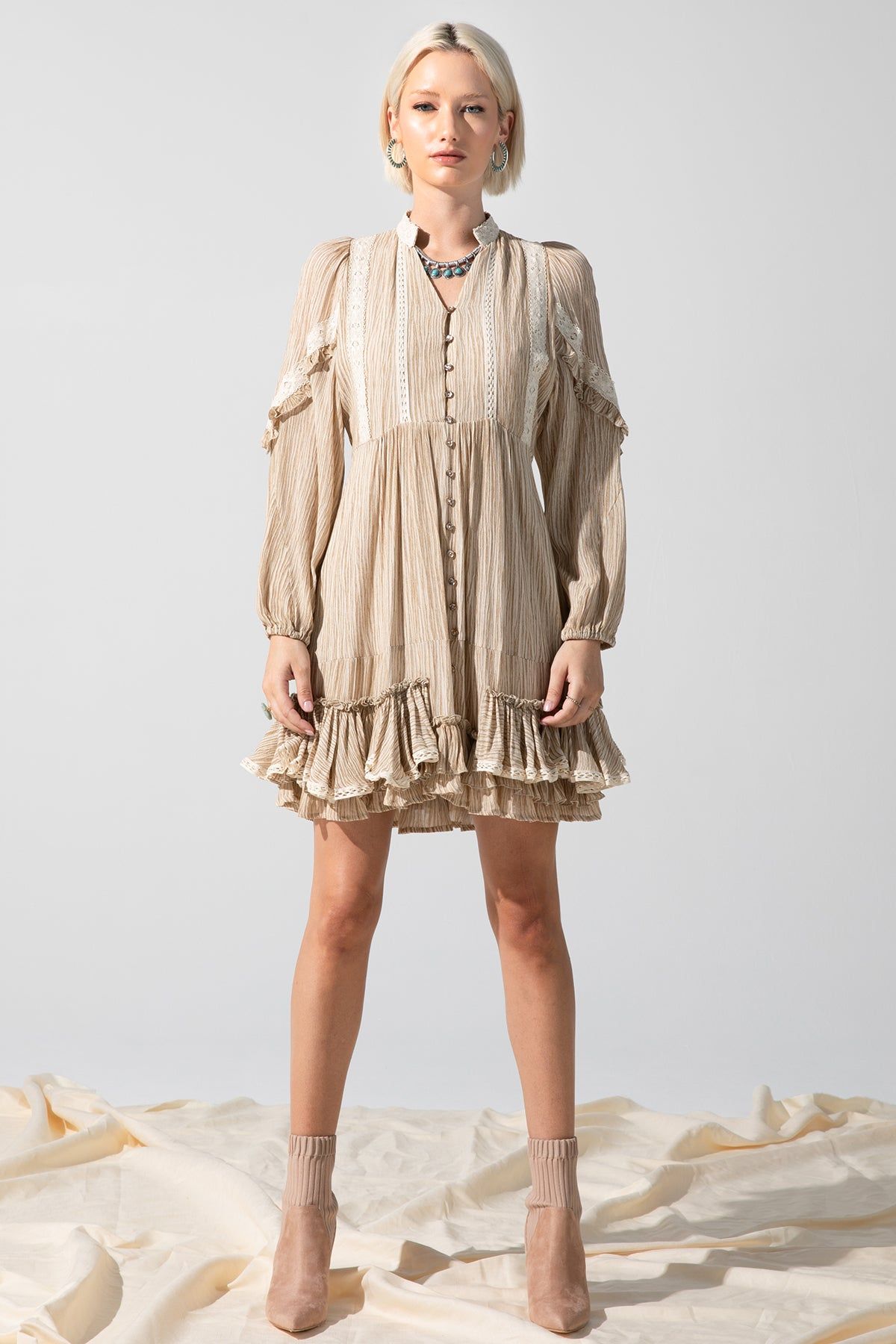 Striped Button Tiered Dress sold by Miss Me