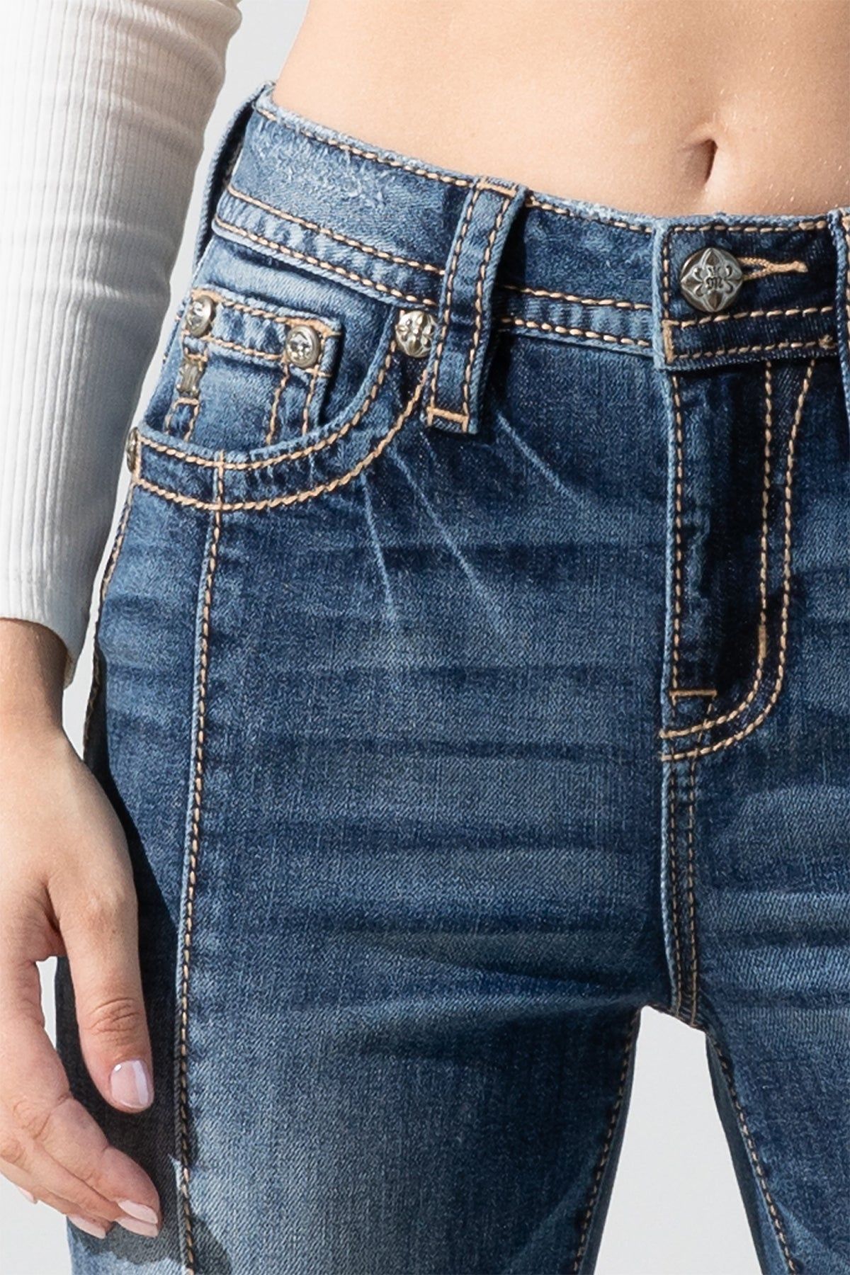 High Rise Patchwork Flare sold by Miss Me product image thumbnail 5