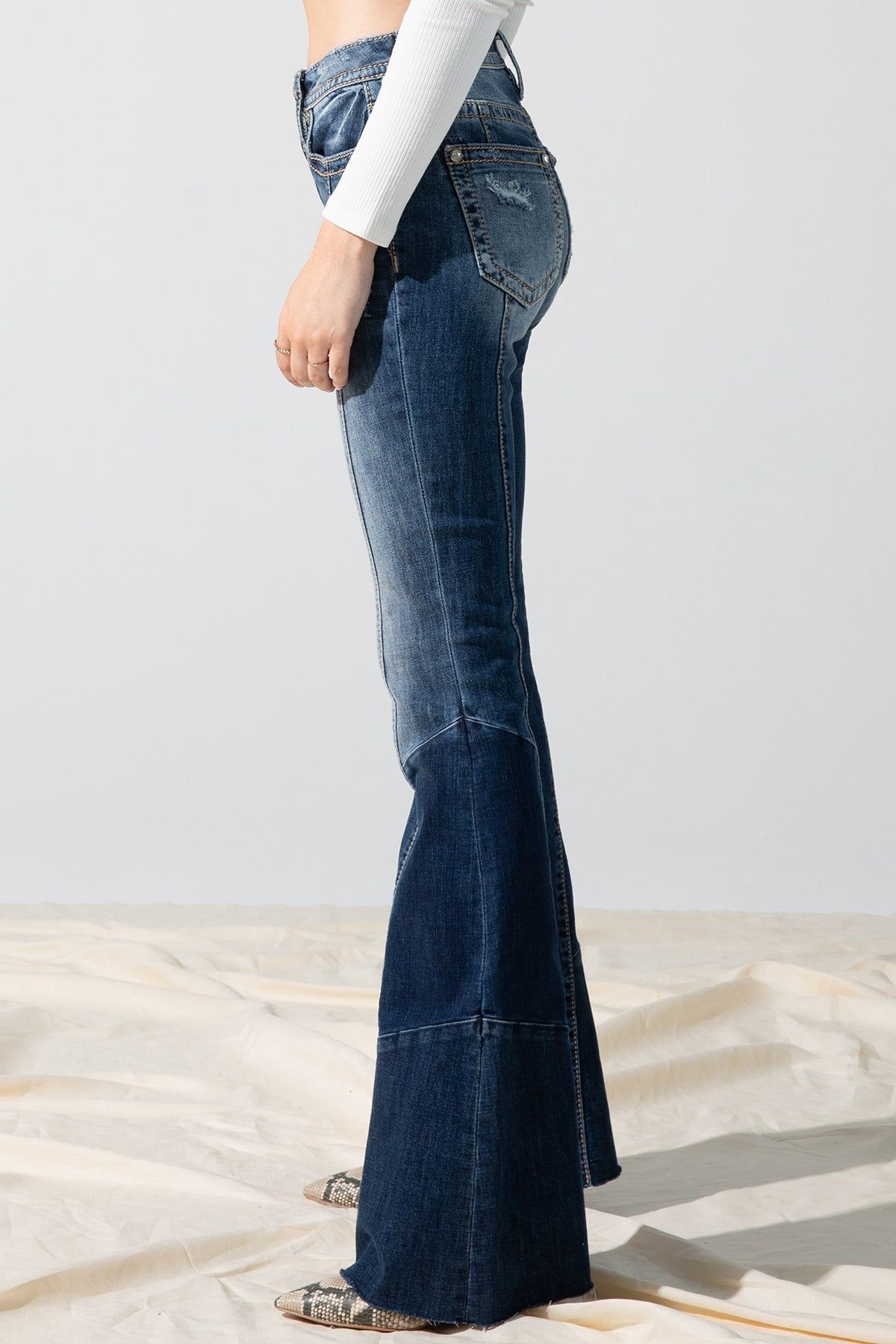 High Rise Patchwork Flare sold by Miss Me product image thumbnail 3