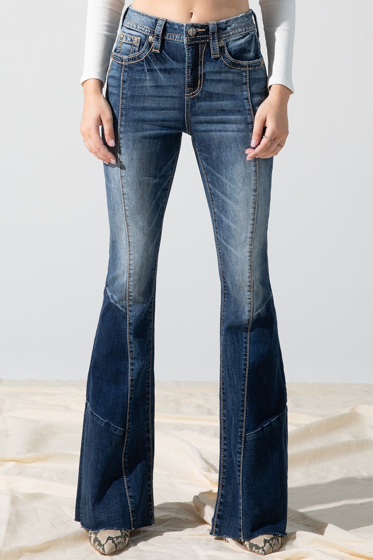 High Rise Patchwork Flare sold by Miss Me product image thumbnail 2