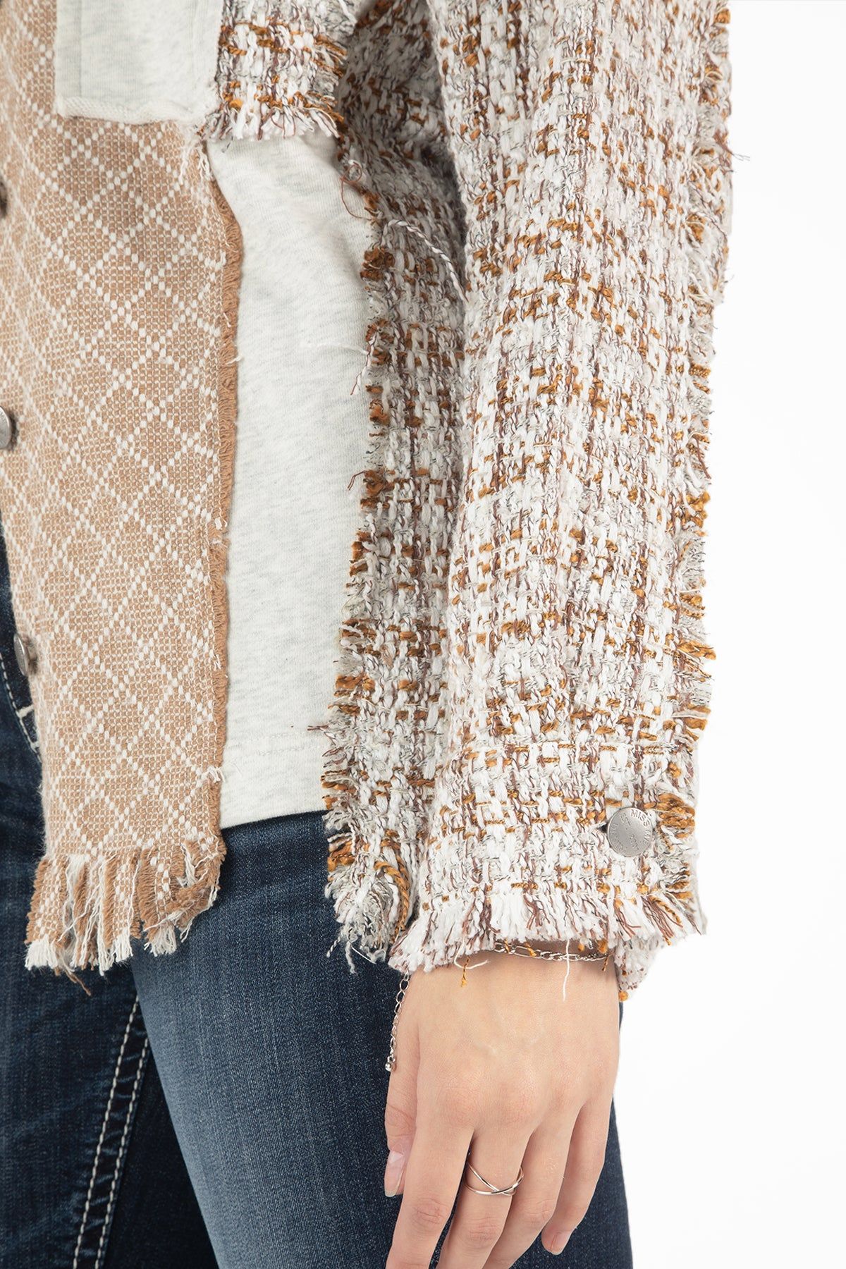 Contrasting Tweed Button Up Jacket sold by Miss Me product image thumbnail 5