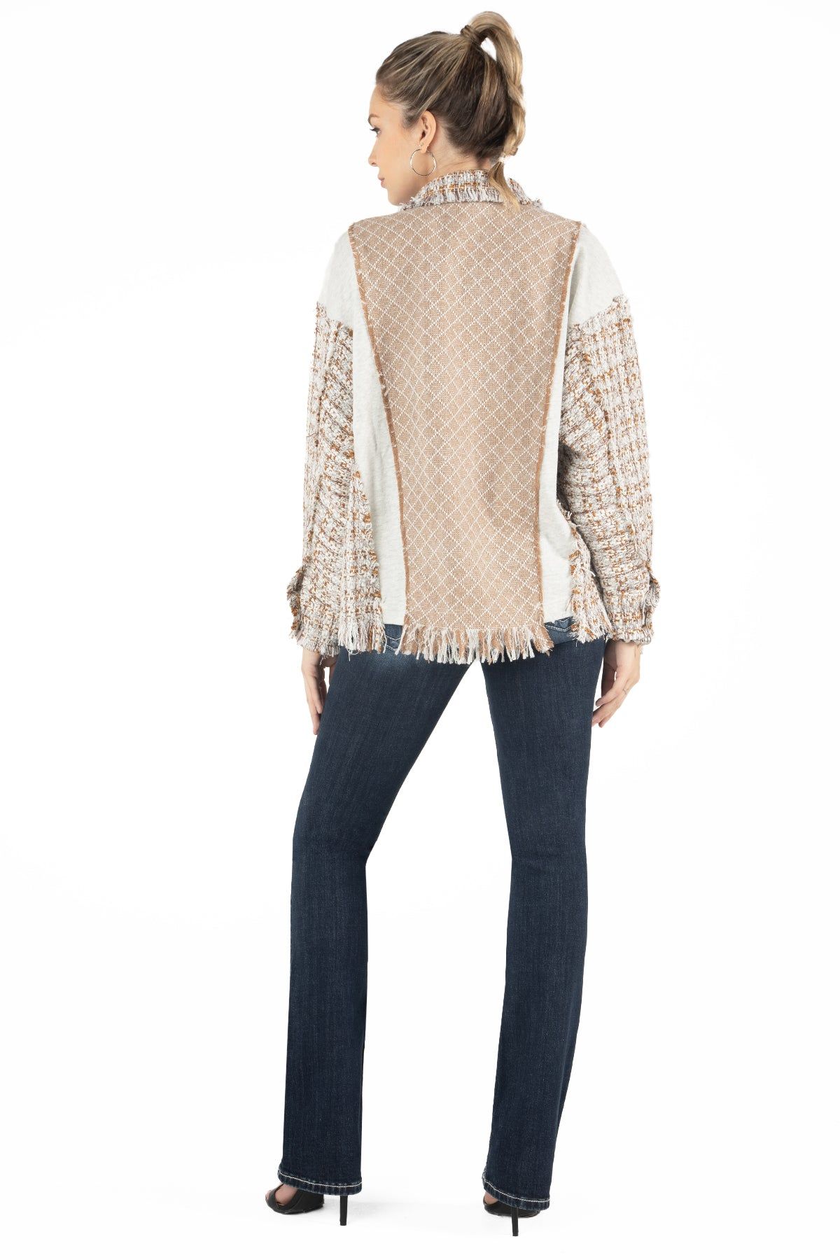 Contrasting Tweed Button Up Jacket sold by Miss Me product image thumbnail 7