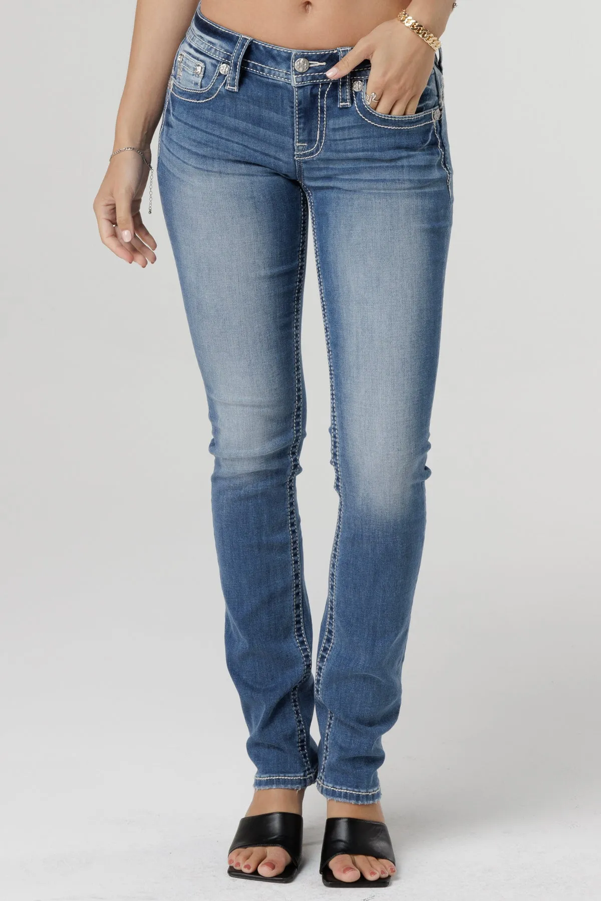 Glimmering Cross-Stitch Straight Jeans sold by Miss Me product image thumbnail 3