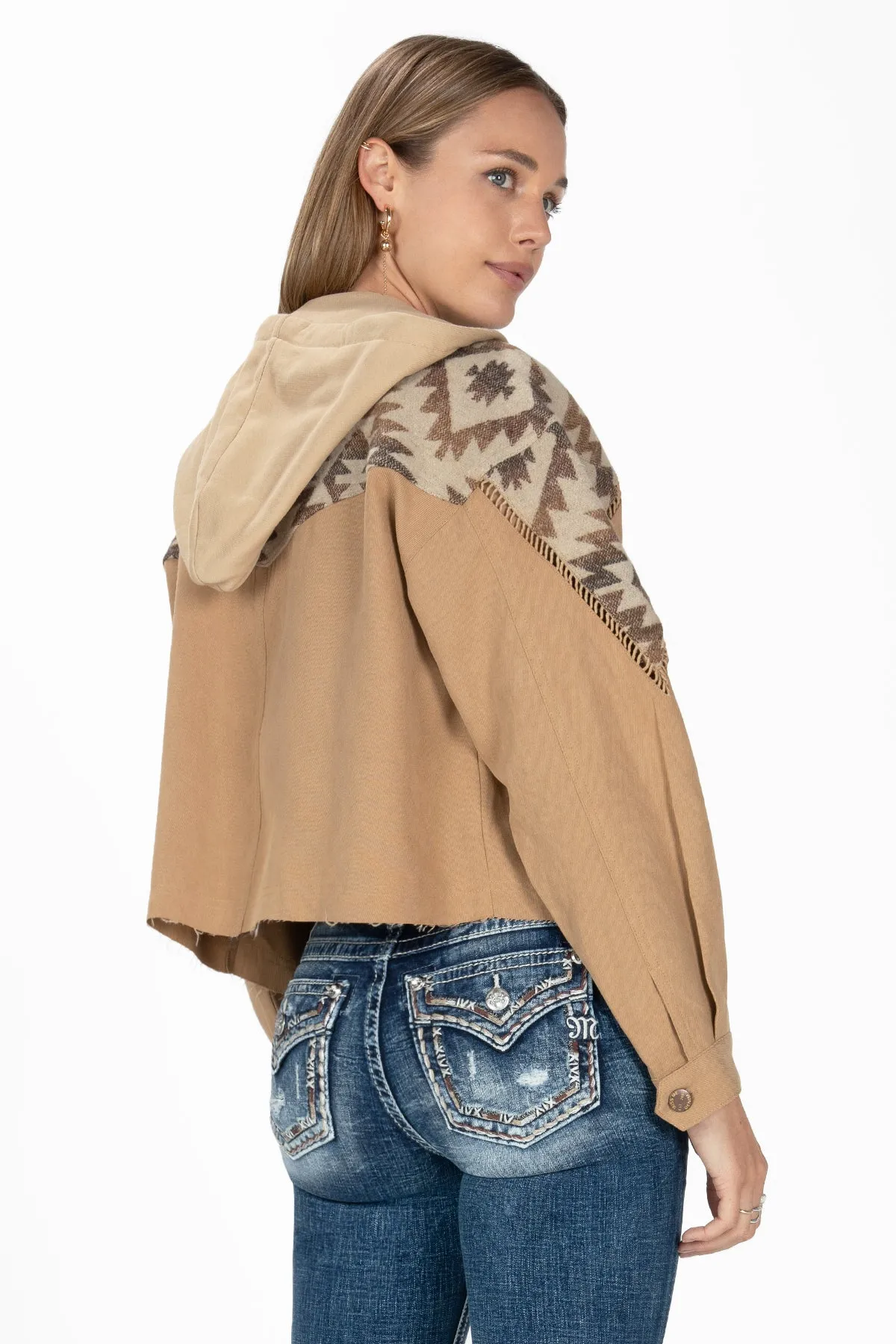 Aztec Button Up Hoodie Jacket sold by Miss Me product image thumbnail 4