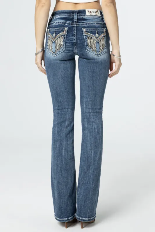 Natural Feather Wings Bootcut Jeans sold by Miss Me