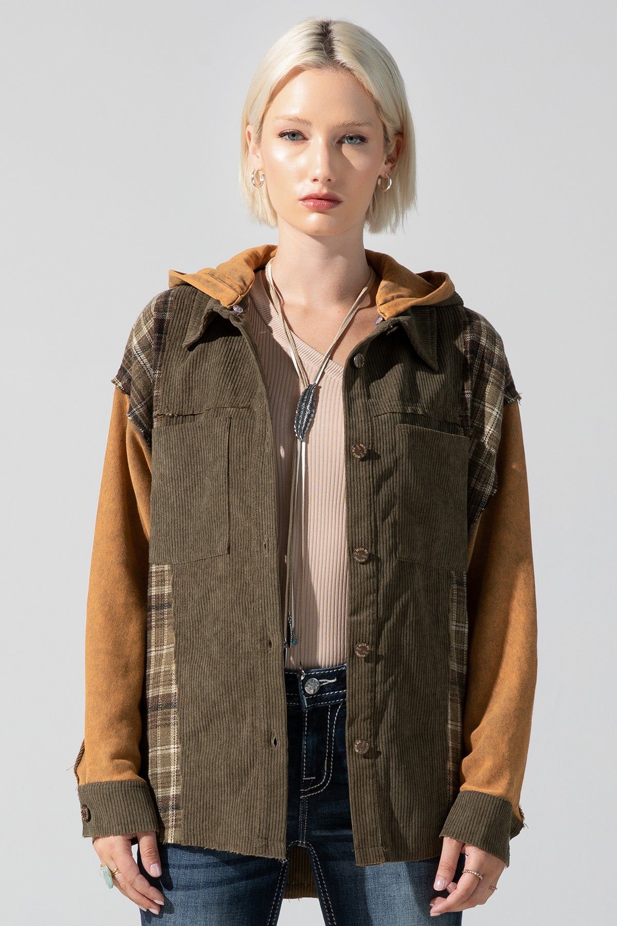 Corduroy Plaid Jacket sold by Miss Me product image thumbnail 4