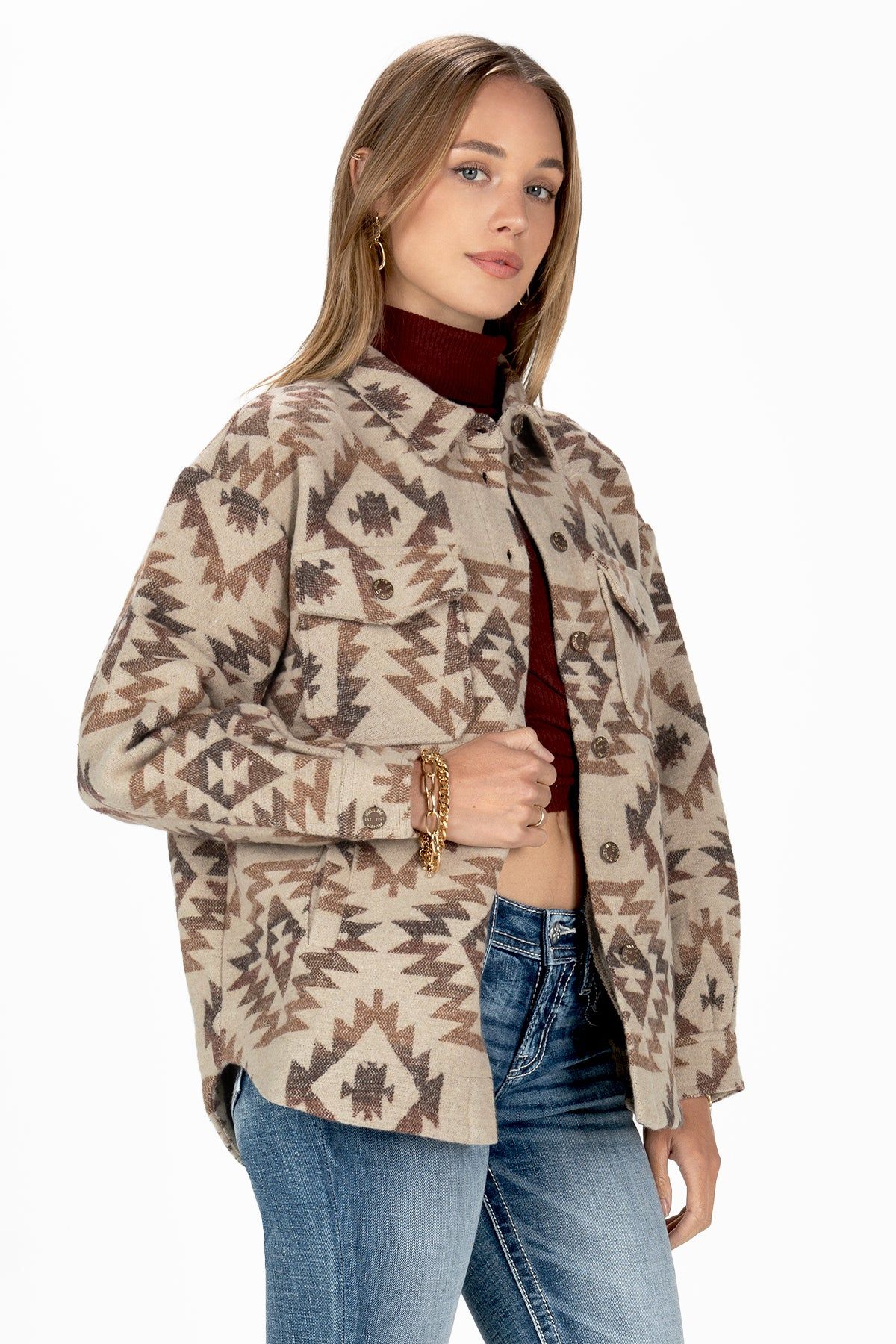 Aztec Button Up Shacket sold by Miss Me product image thumbnail 2