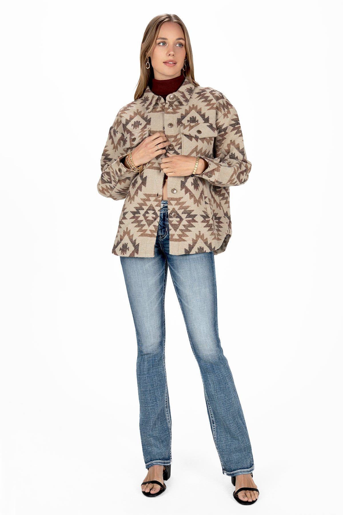 Aztec Button Up Shacket sold by Miss Me product image thumbnail 4