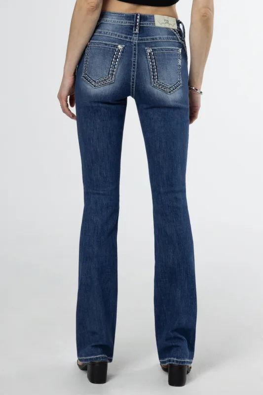 Subtle Silver and Bronze Bootcut Jeans sold by Miss Me