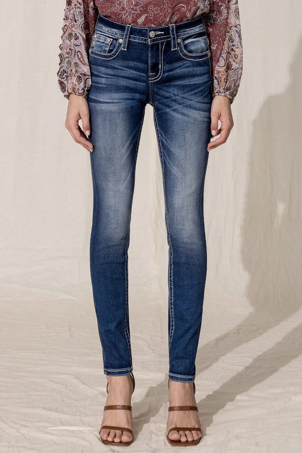 Vibrant Fleur De Lis Skinny Jeans sold by Miss Me product image thumbnail 2