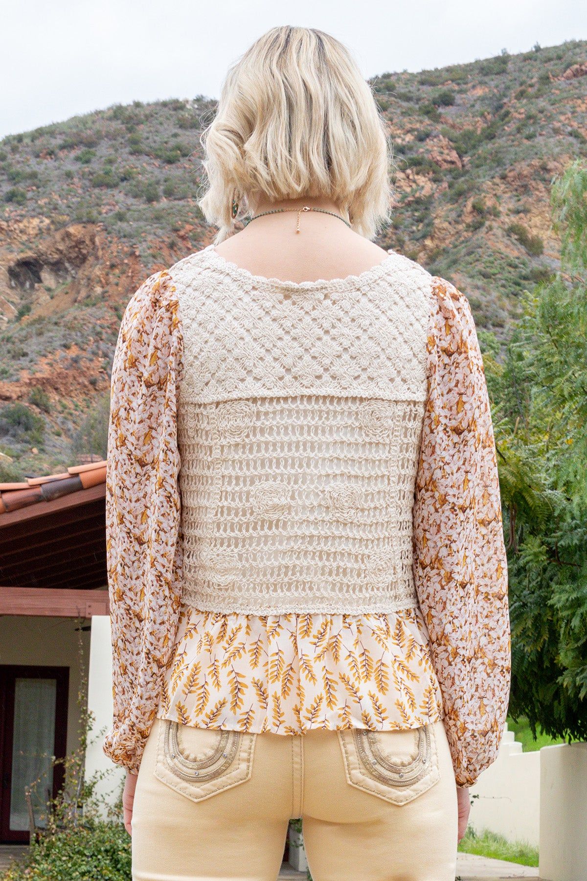 Floral Crochet Printed Top sold by Miss Me product image thumbnail 2