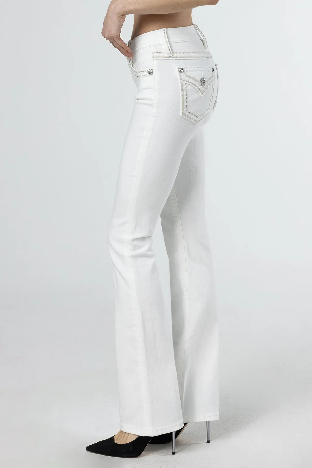 Classic White Stitched Bootcut Jeans sold by Miss Me product image thumbnail 3