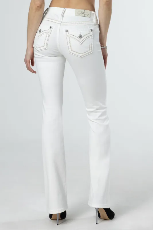 Classic White Stitched Bootcut Jeans sold by Miss Me