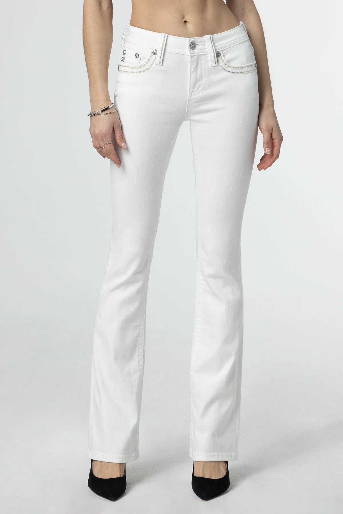 Classic White Stitched Bootcut Jeans sold by Miss Me product image thumbnail 2