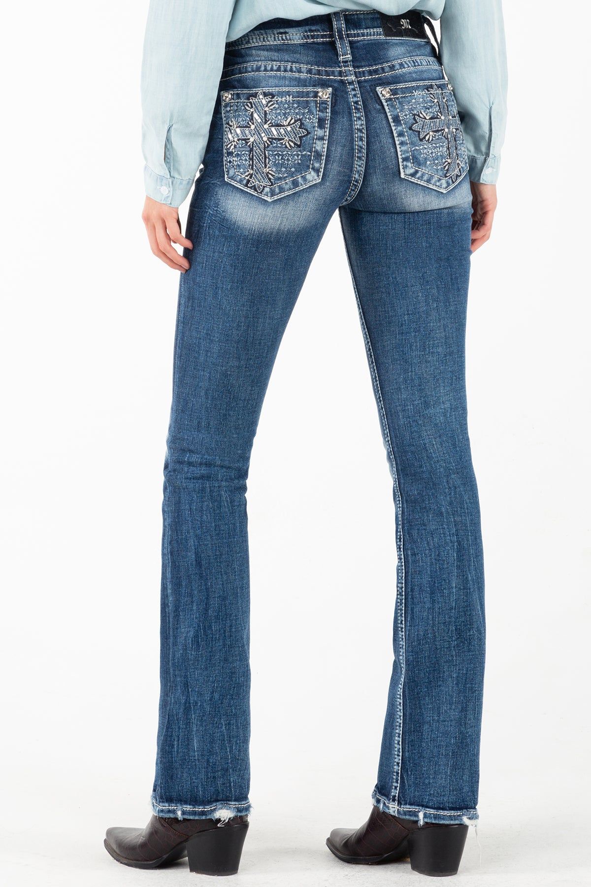 Shimmering Cross Bootcut Jeans sold by Miss Me