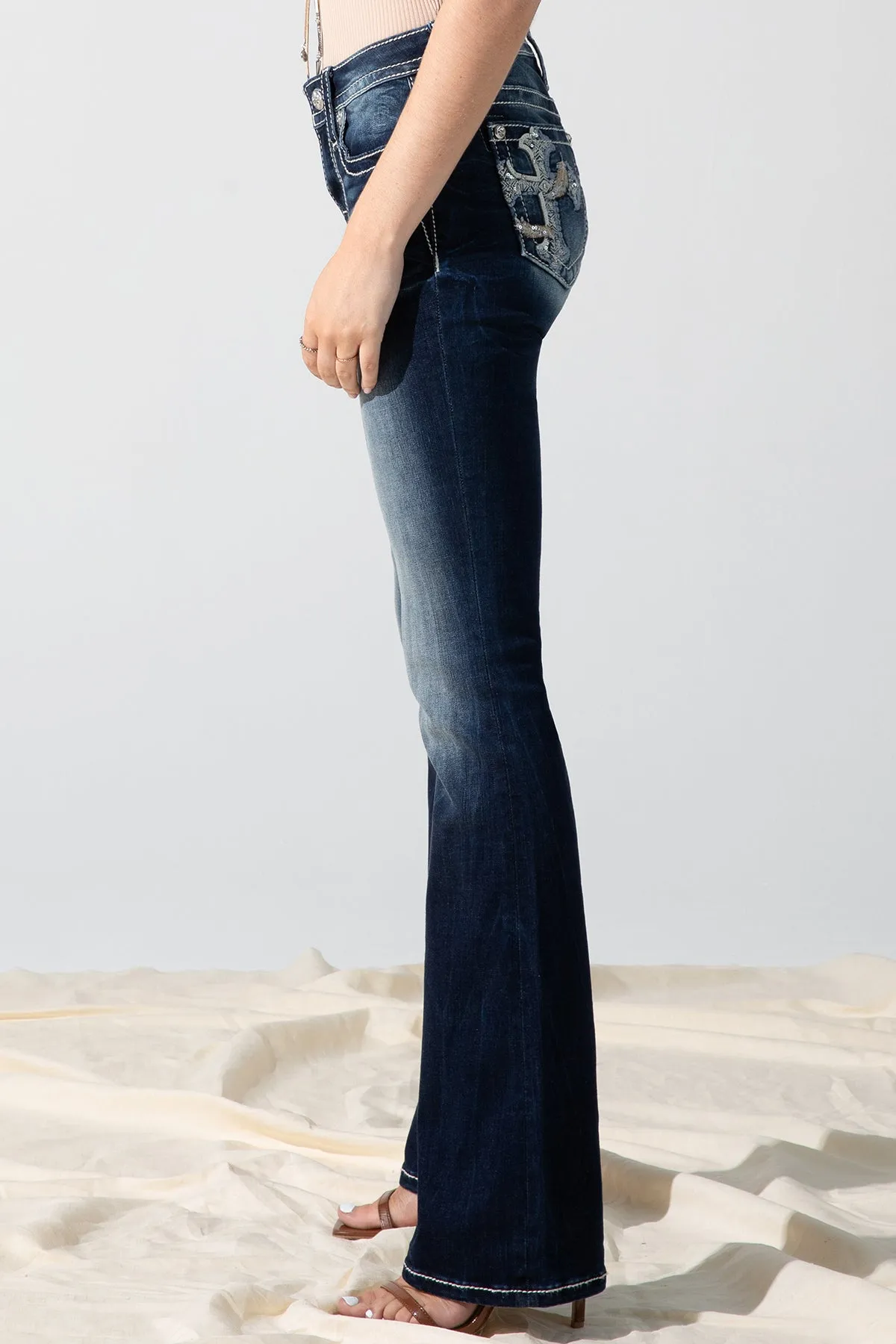 Feathered Cross Bootcut Jeans sold by Miss Me product image thumbnail 3