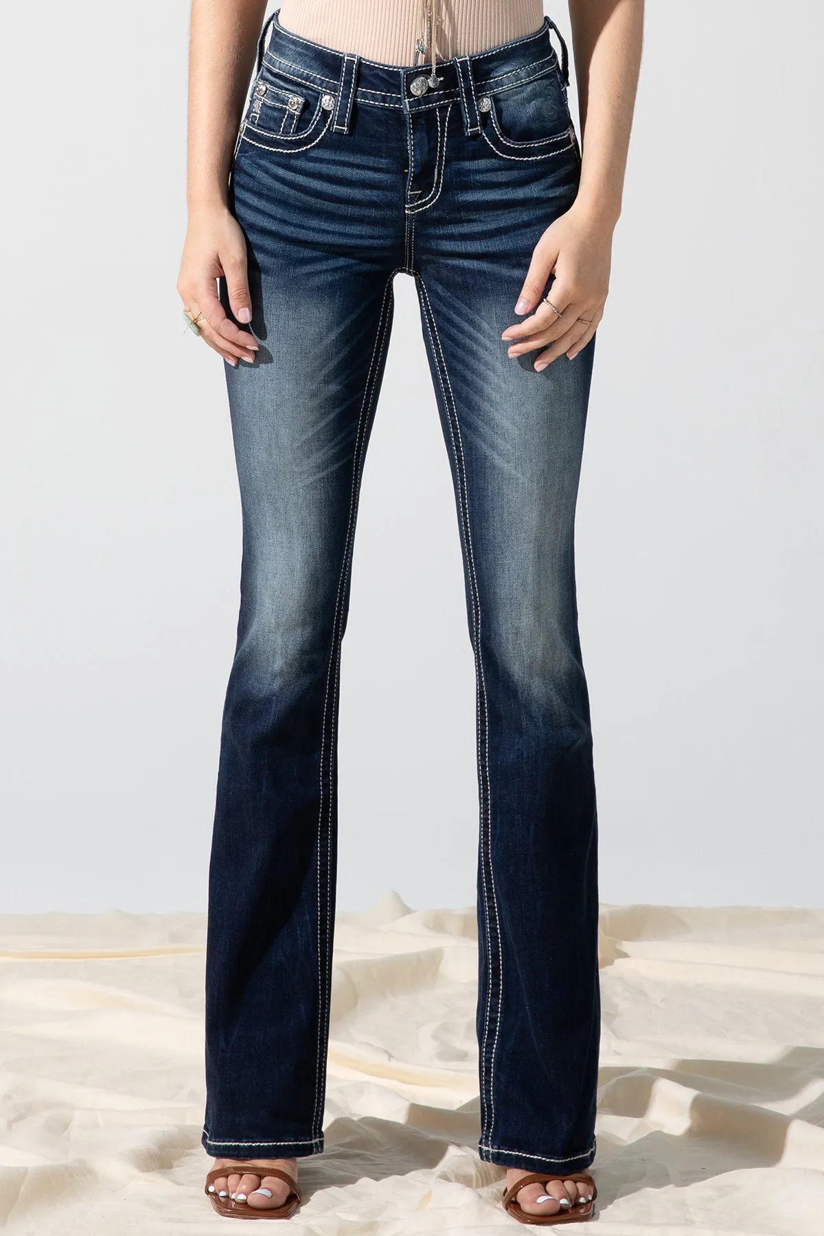 Feathered Cross Bootcut Jeans sold by Miss Me product image thumbnail 2