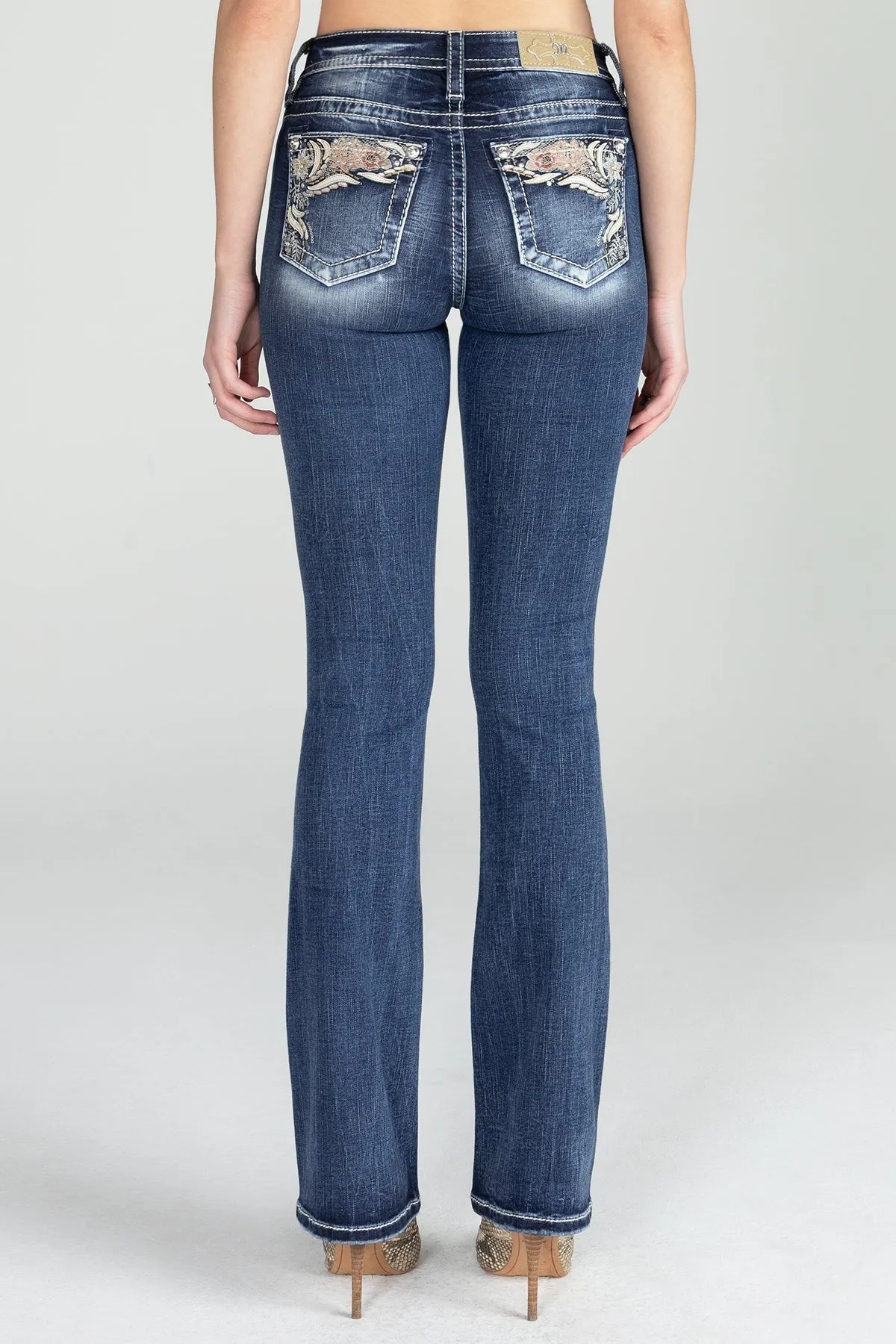 Dusty Rose Bootcut Denim sold by Miss Me