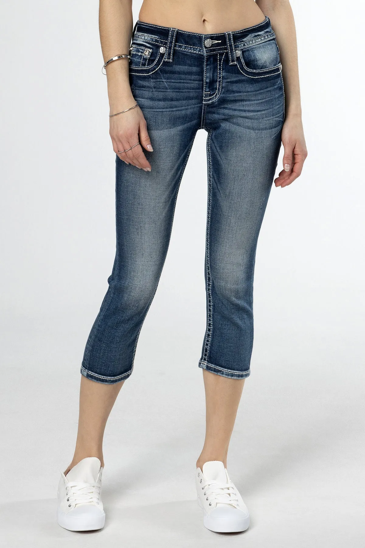 Geometric Sequin Stitch Capri sold by Miss Me product image thumbnail 2