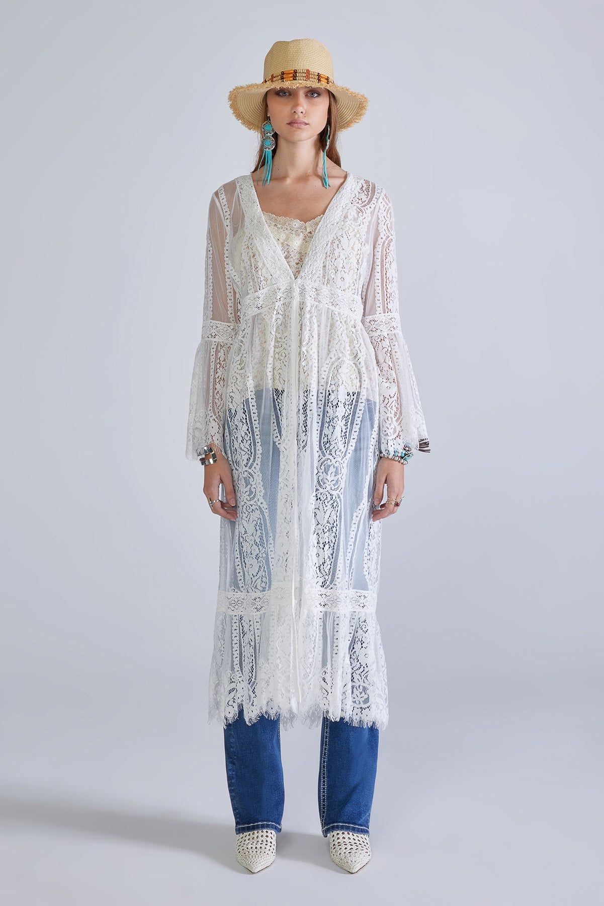 Sheer Embroidered Kimono sold by Miss Me product image thumbnail 2