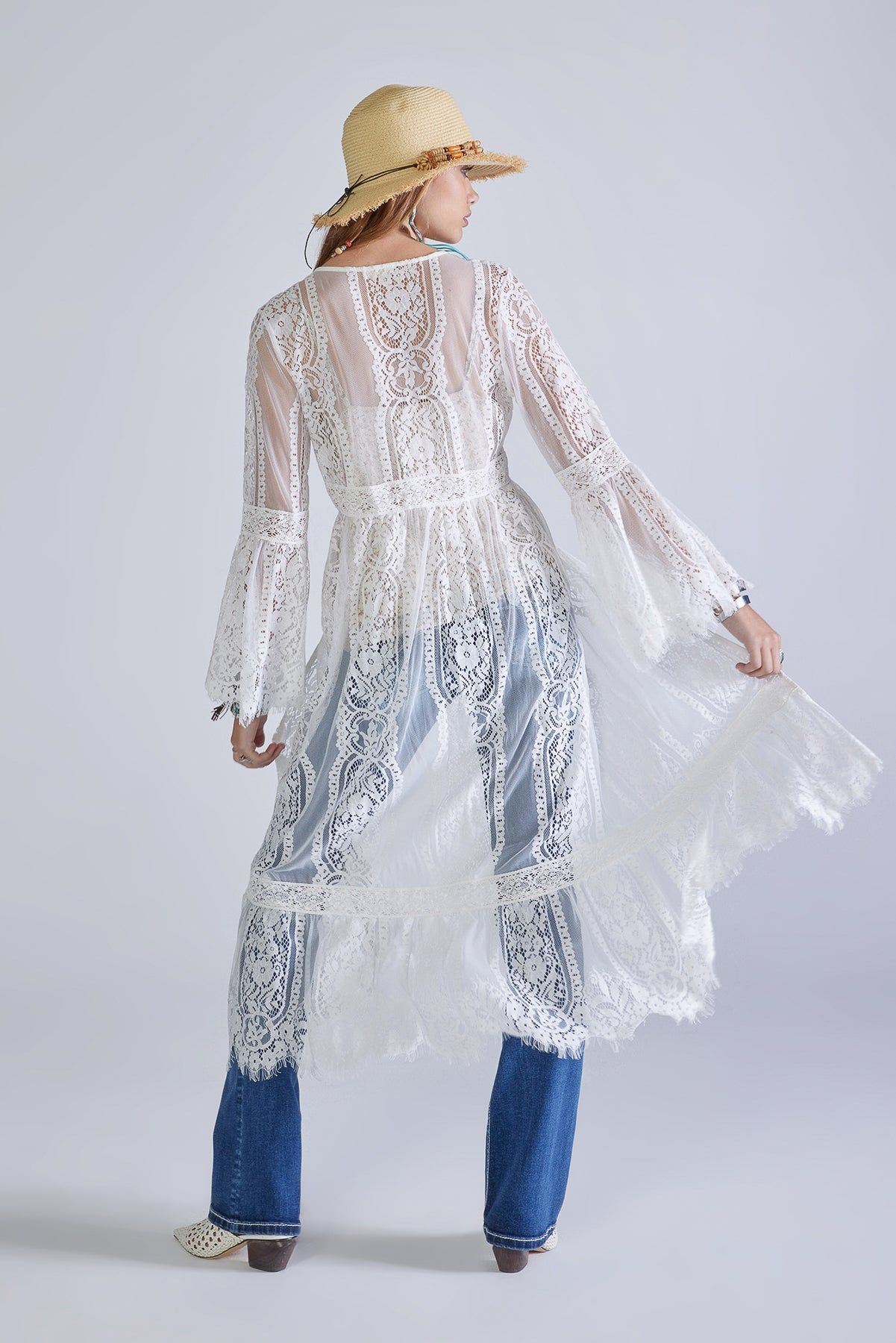 Sheer Embroidered Kimono sold by Miss Me product image thumbnail 3