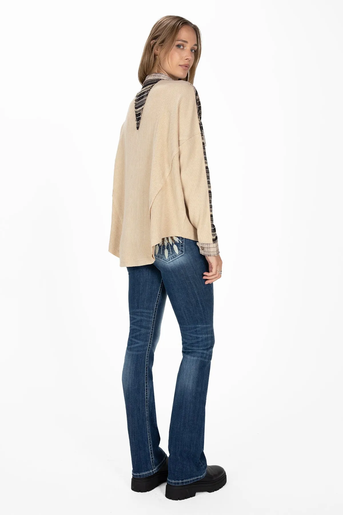 Contrasting Plaid Button Up Jacket sold by Miss Me product image thumbnail 4