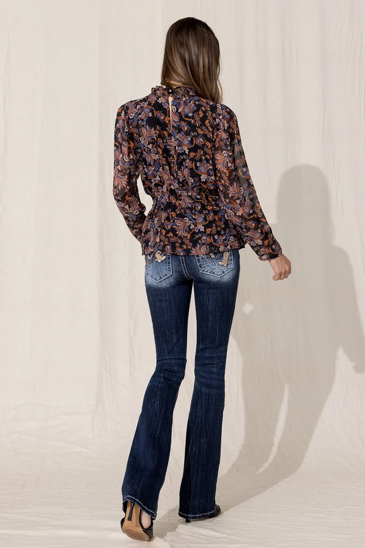 Paisley Chiffon Smock Blouse sold by Miss Me product image thumbnail 5