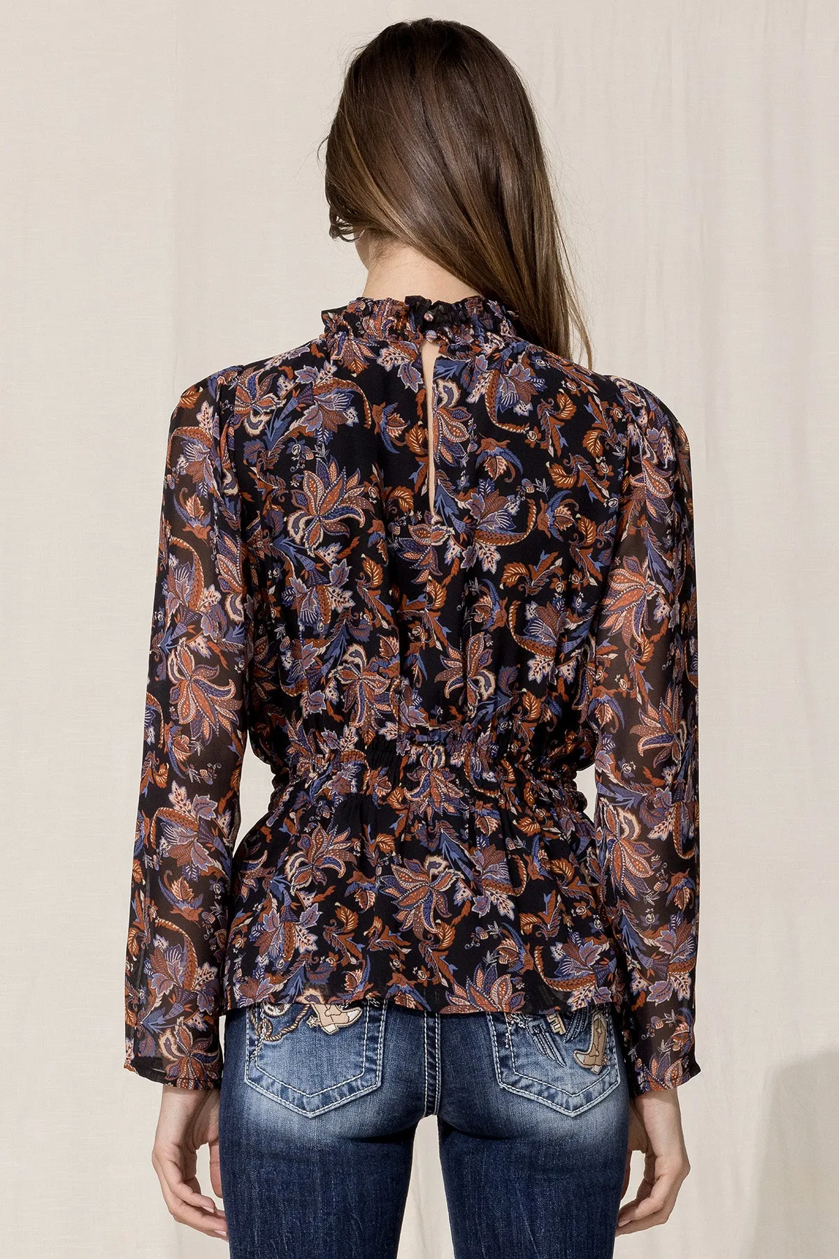 Paisley Chiffon Smock Blouse sold by Miss Me product image thumbnail 2