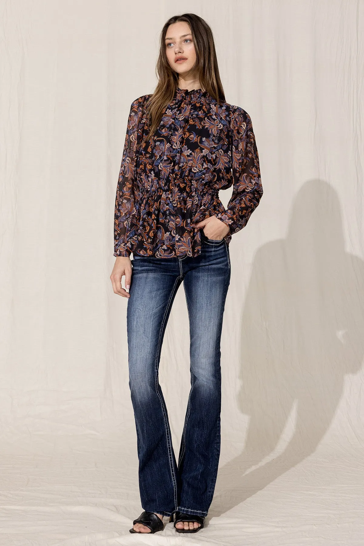 Paisley Chiffon Smock Blouse sold by Miss Me product image thumbnail 4