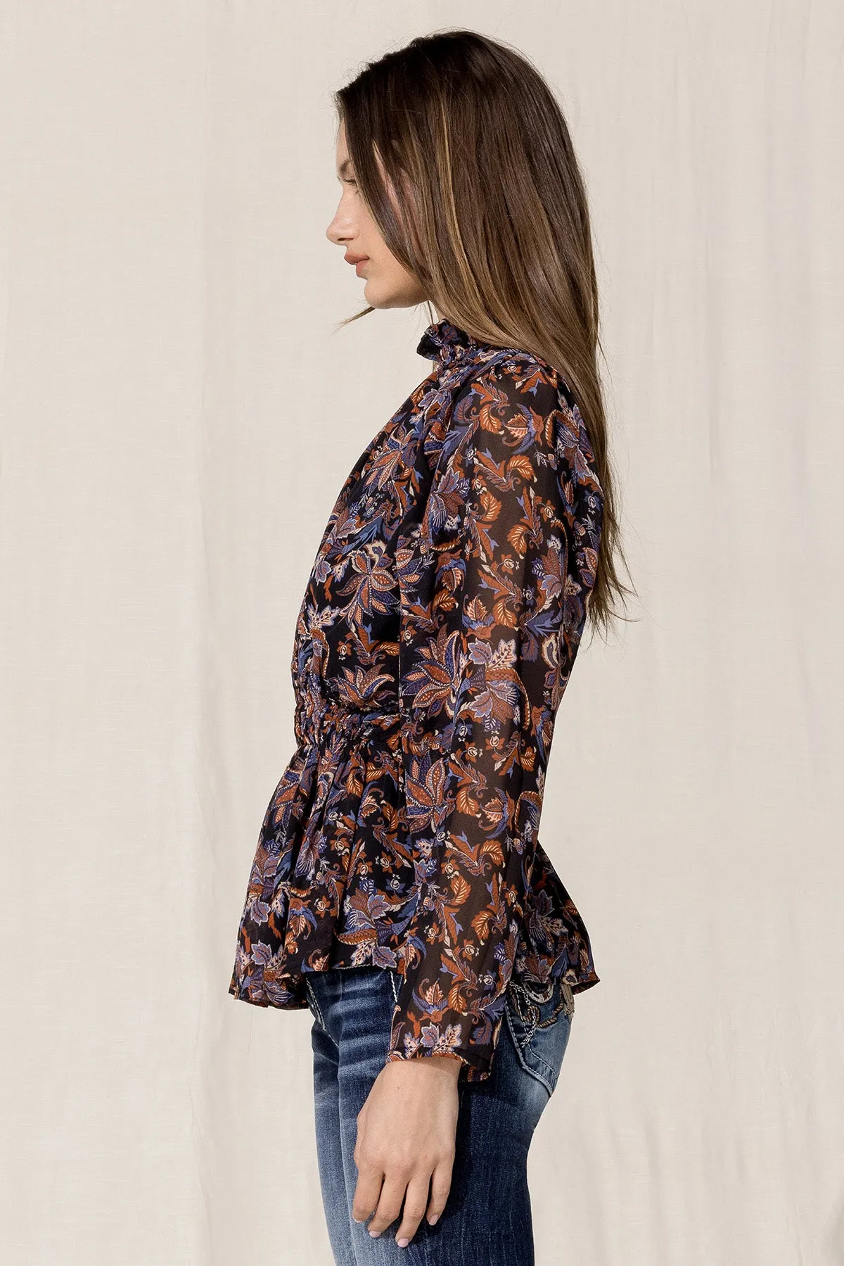 Paisley Chiffon Smock Blouse sold by Miss Me product image thumbnail 3