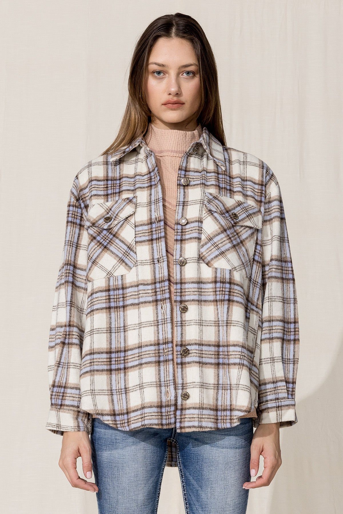 Button Up Shirt Jacket sold by Miss Me