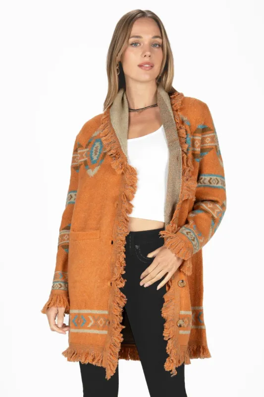 Aztec Button Front Cardigan sold by Miss Me