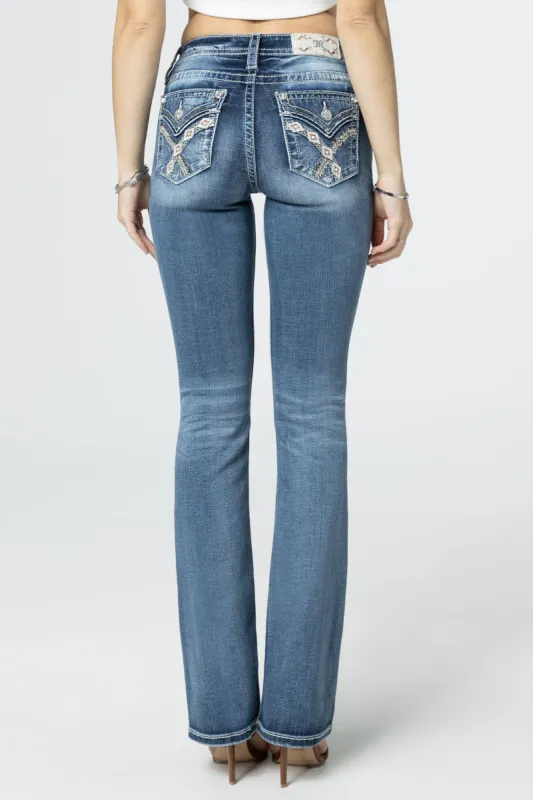 Woven Cross Stitch Bootcut Jeans sold by Miss Me