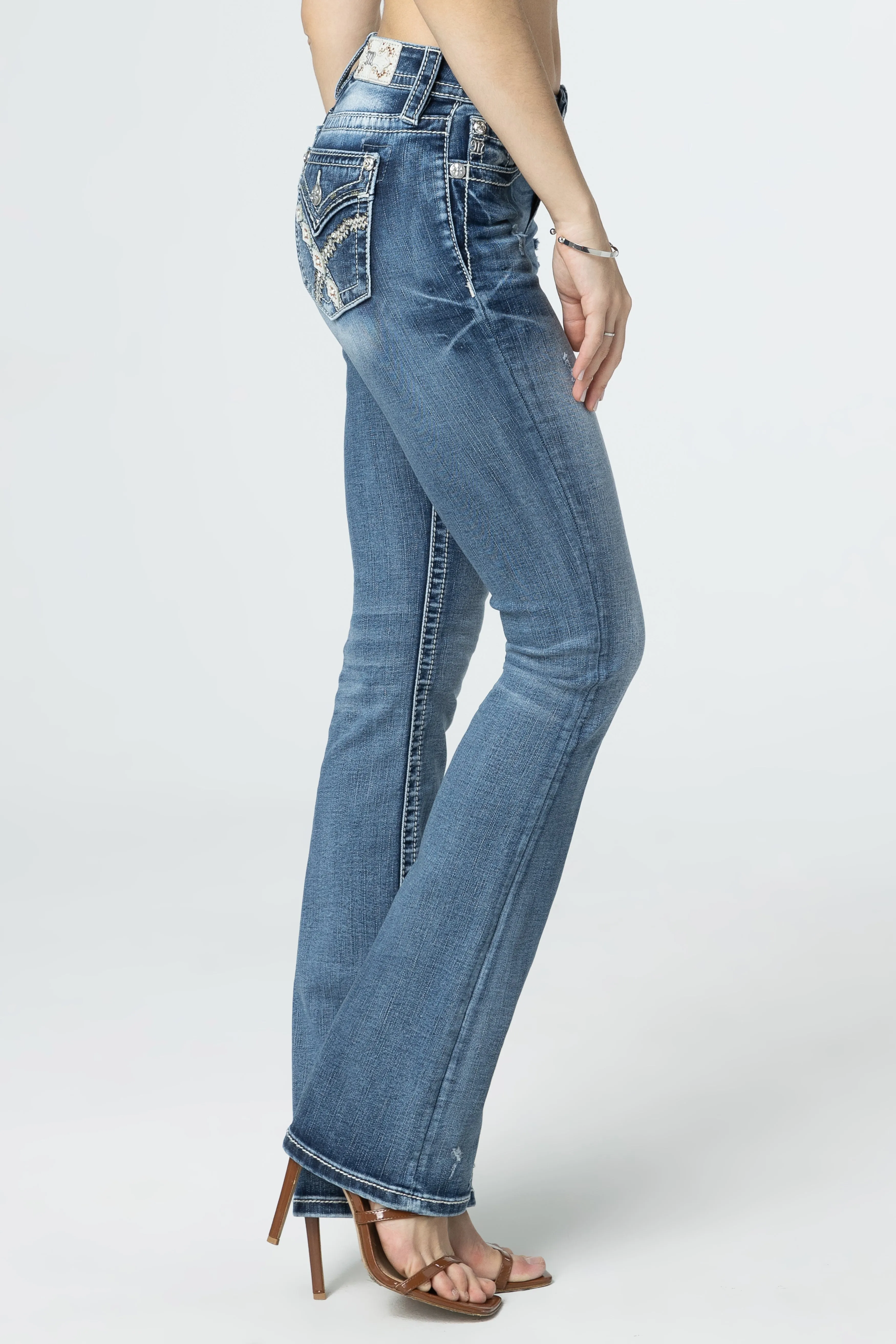 Woven Cross Stitch Bootcut Jeans sold by Miss Me product image thumbnail 3