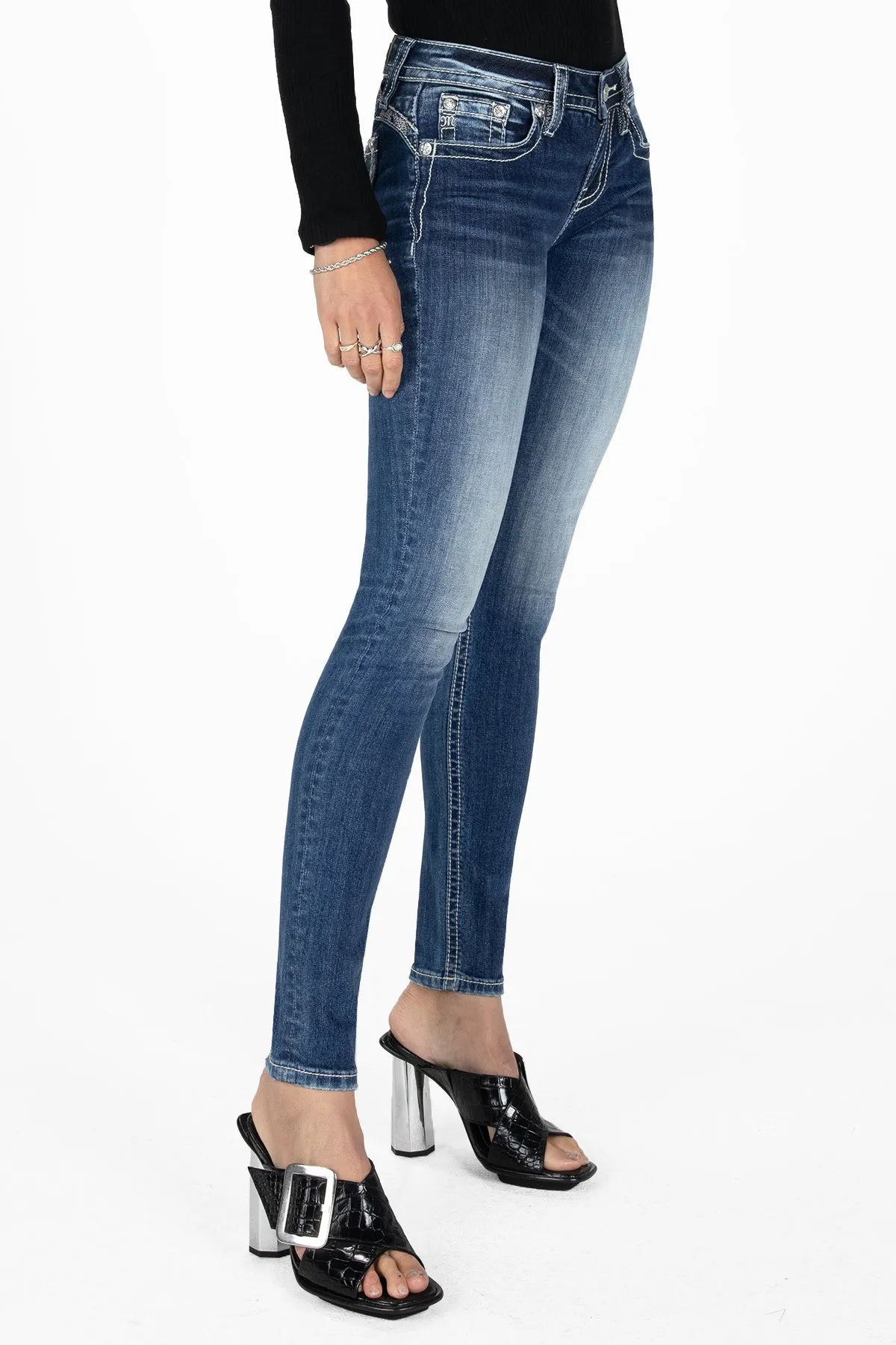 Cow Print Cross Skinny Jeans sold by Miss Me product image thumbnail 3