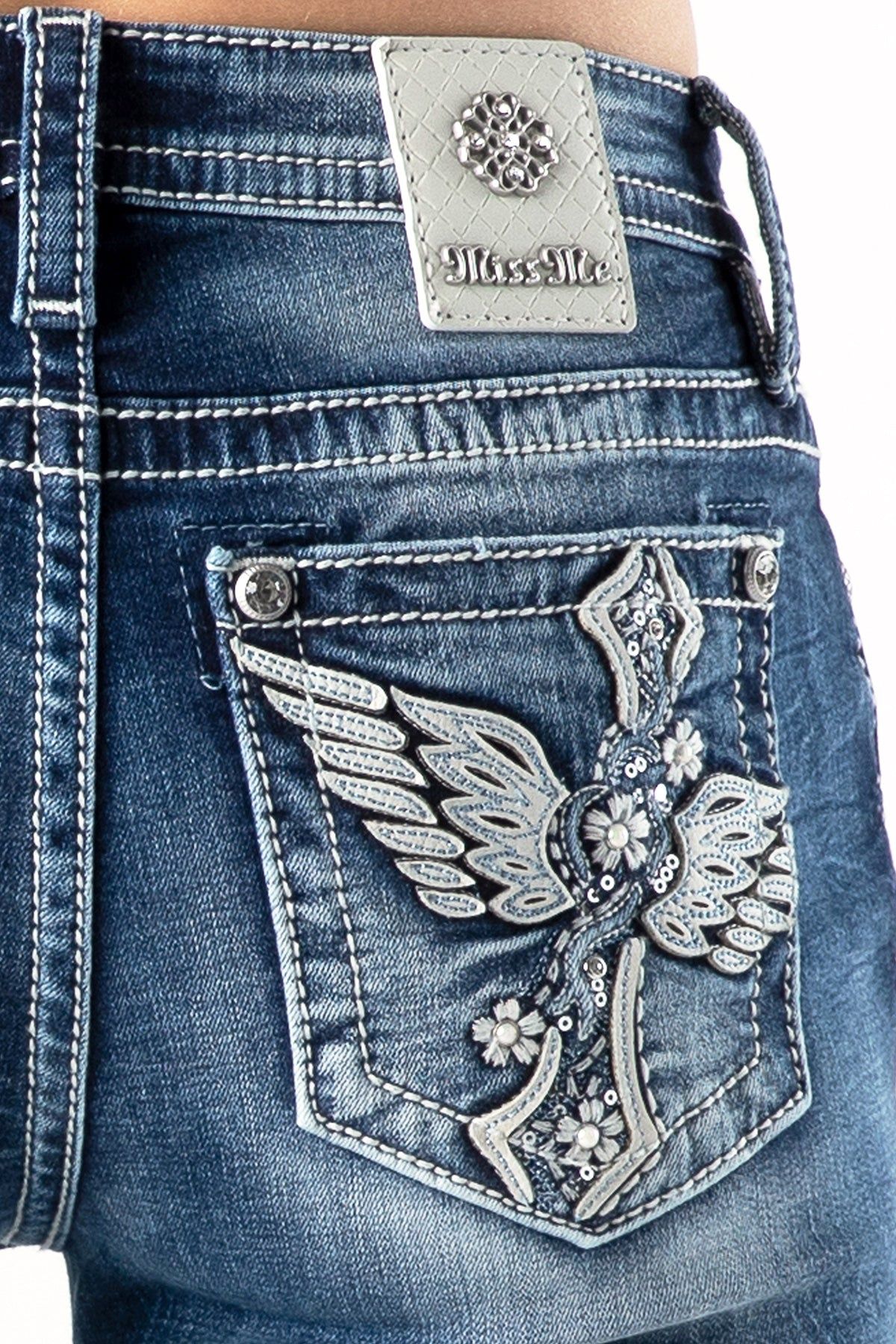 Feather Cross Flower Denim sold by Miss Me product image thumbnail 6