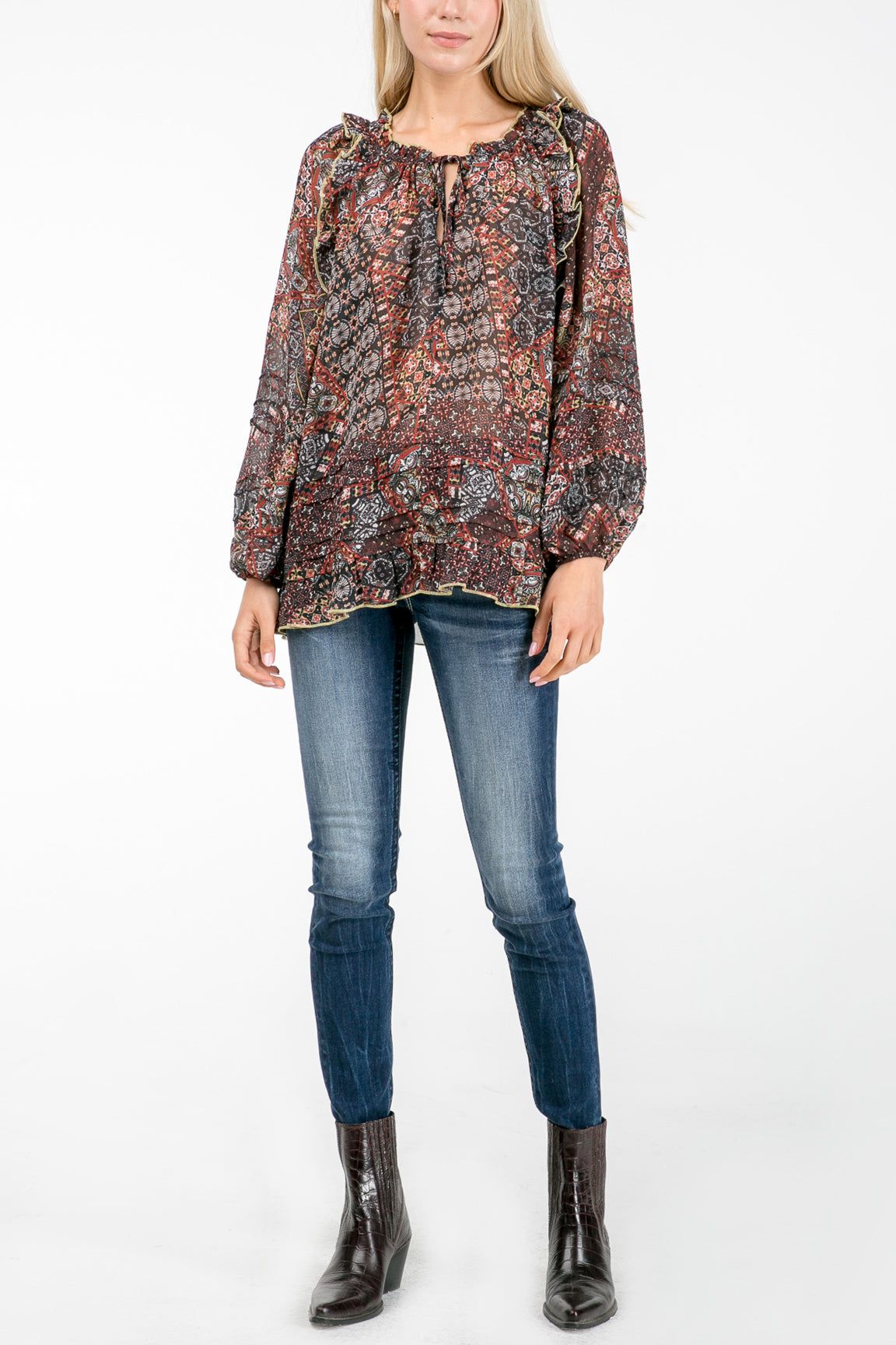 Paisley Print Peasant Blouse sold by Miss Me
