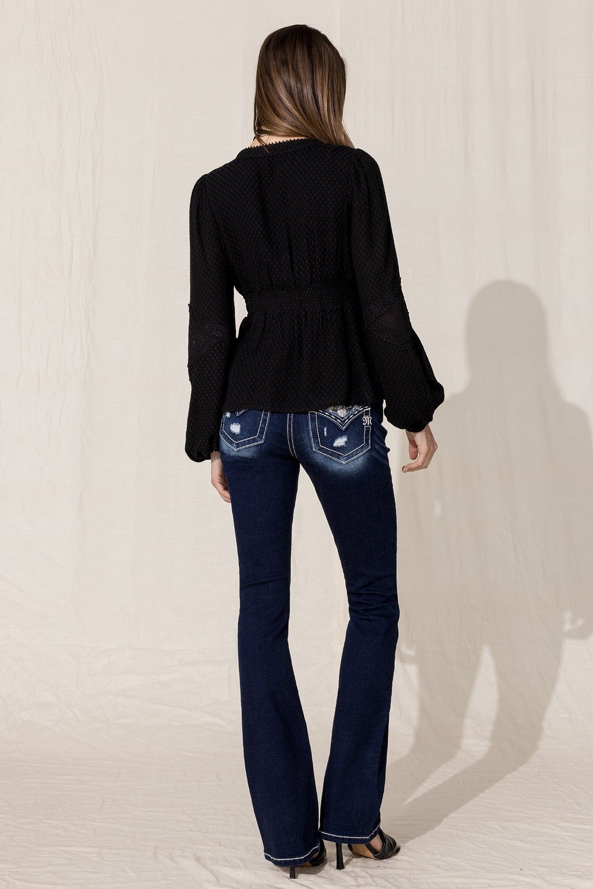 Balloon Sleeve Crochet Top sold by Miss Me product image thumbnail 5