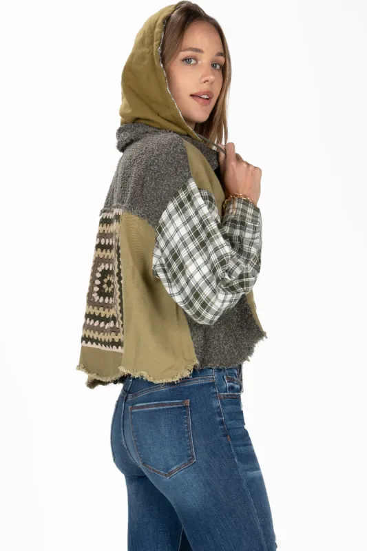 Autumn Sage Plaid Hoodie Jacket sold by Miss Me